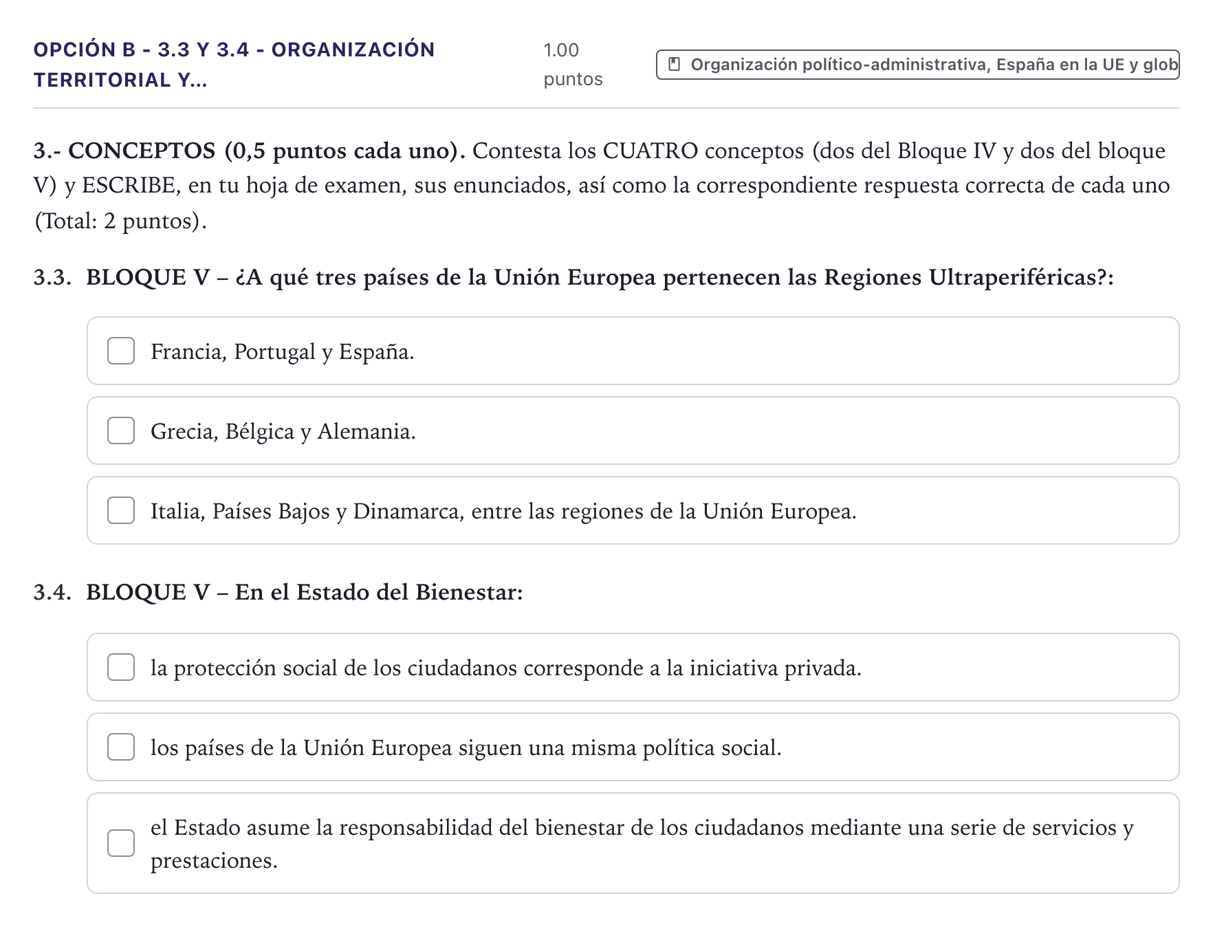 Enunciado: Opción B - 3.3 y 3.4 - Organización territorial y… · Geografía PAU Canarias Julio 2022