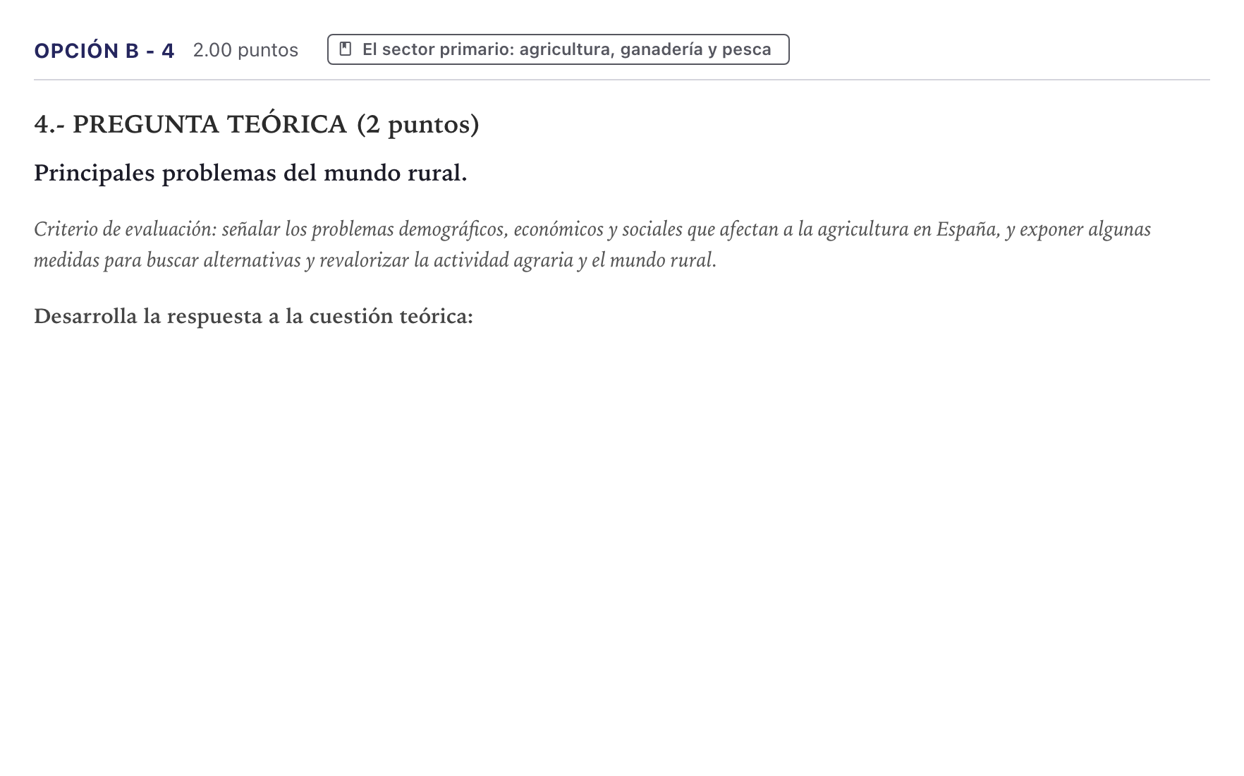 Enunciado: Opción B - 4 · Geografía PAU Canarias Julio 2022