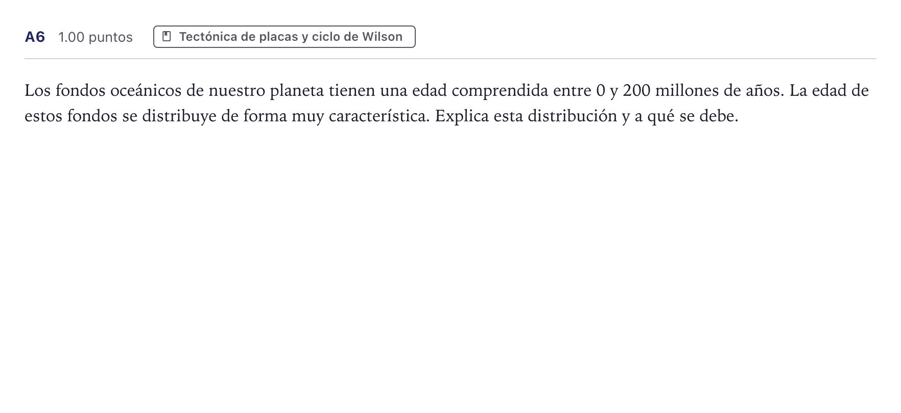 Enunciado: Ejercicio A6 · Geología PAU Canarias Julio 2022