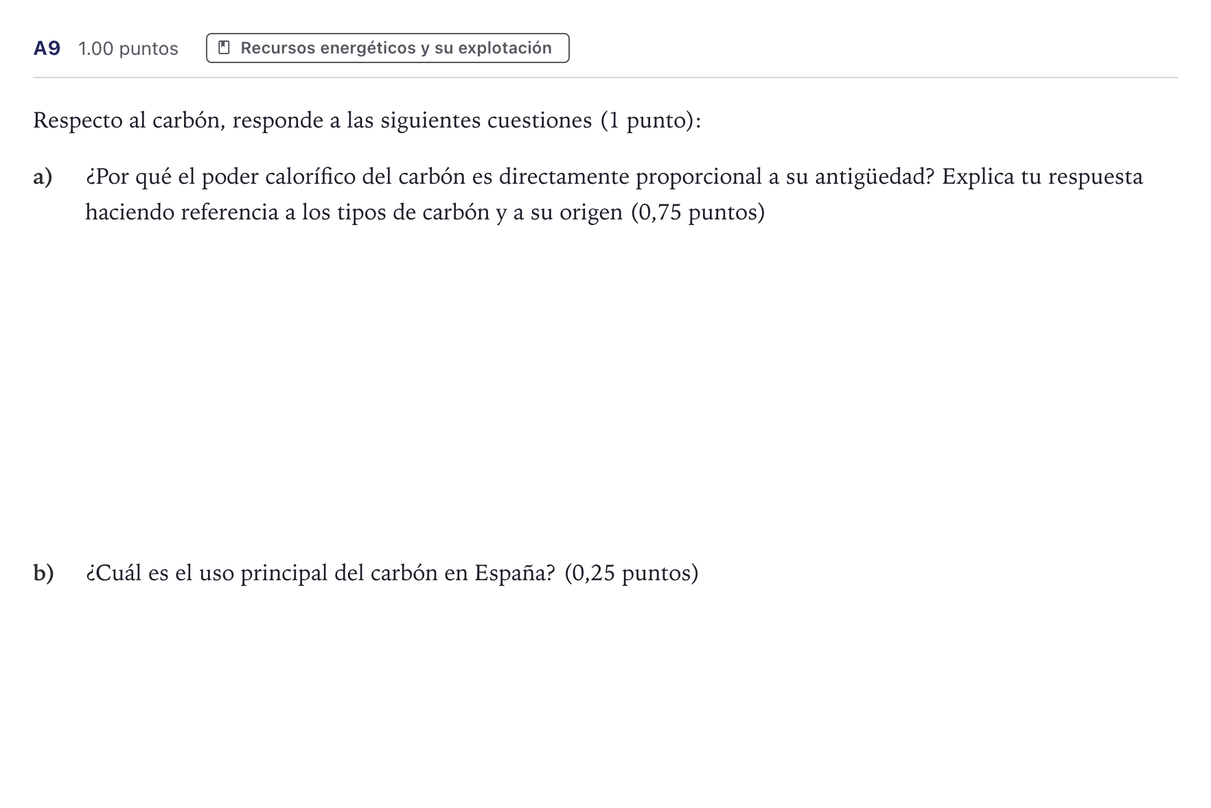 Enunciado: Ejercicio A9 · Geología PAU Canarias Julio 2022