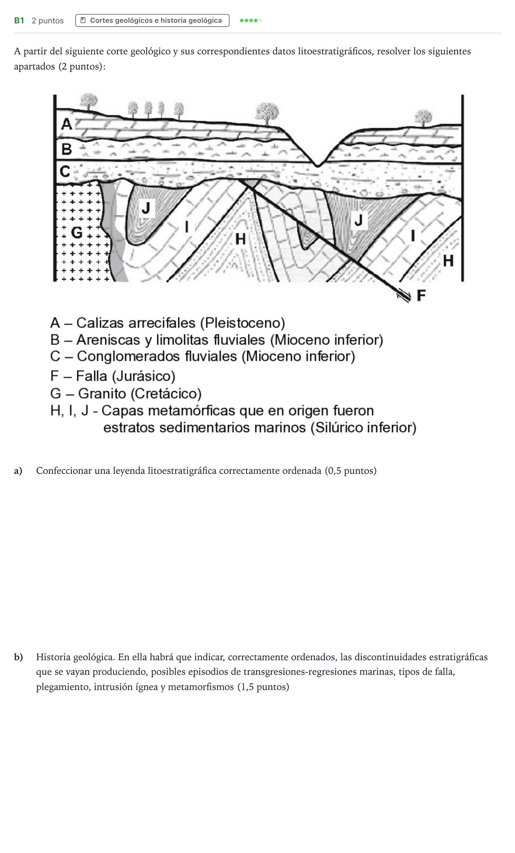 Enunciado: Ejercicio B1 · Geología PAU Canarias Julio 2022