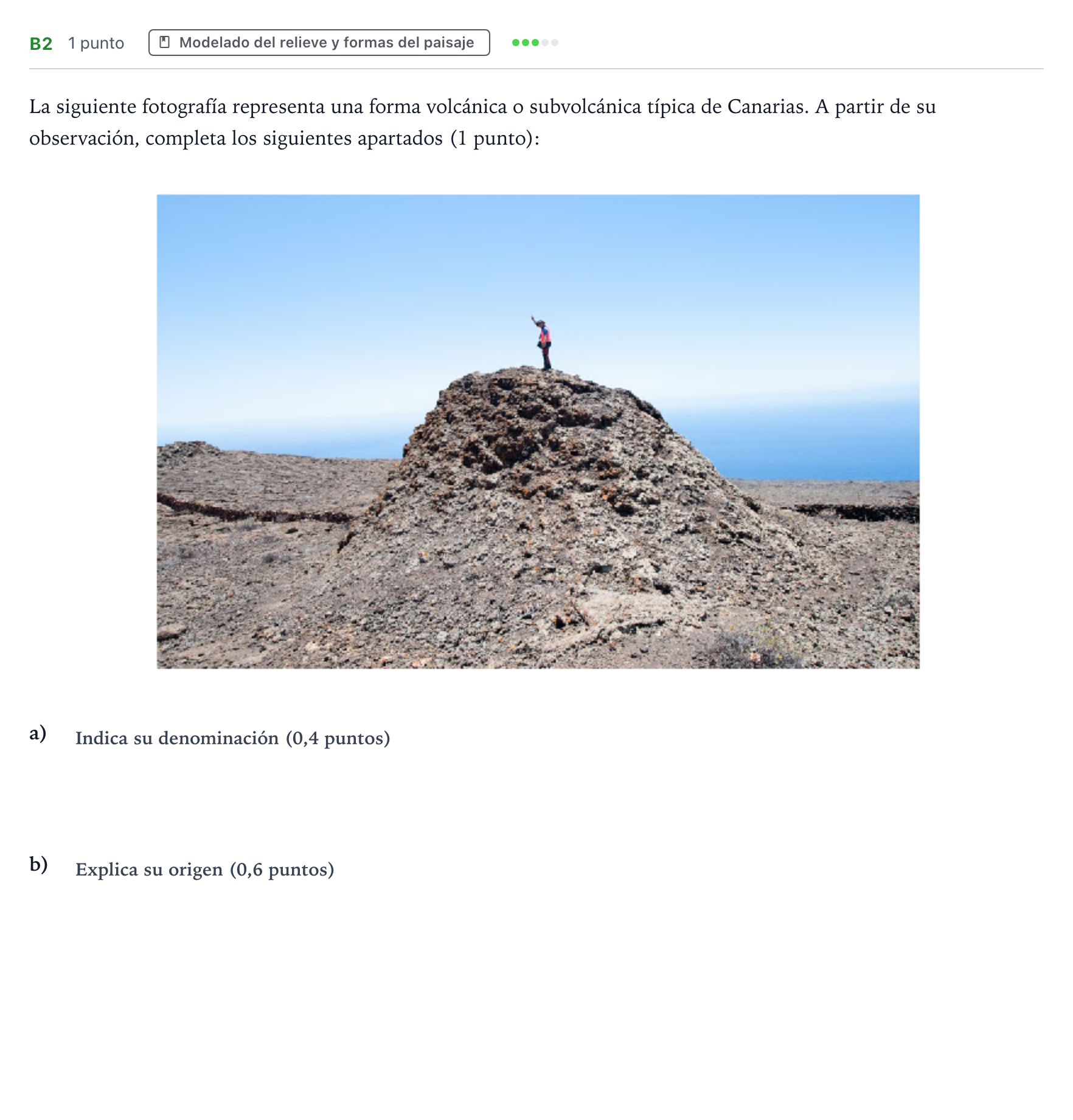 Enunciado: Ejercicio B2 · Geología PAU Canarias Julio 2022