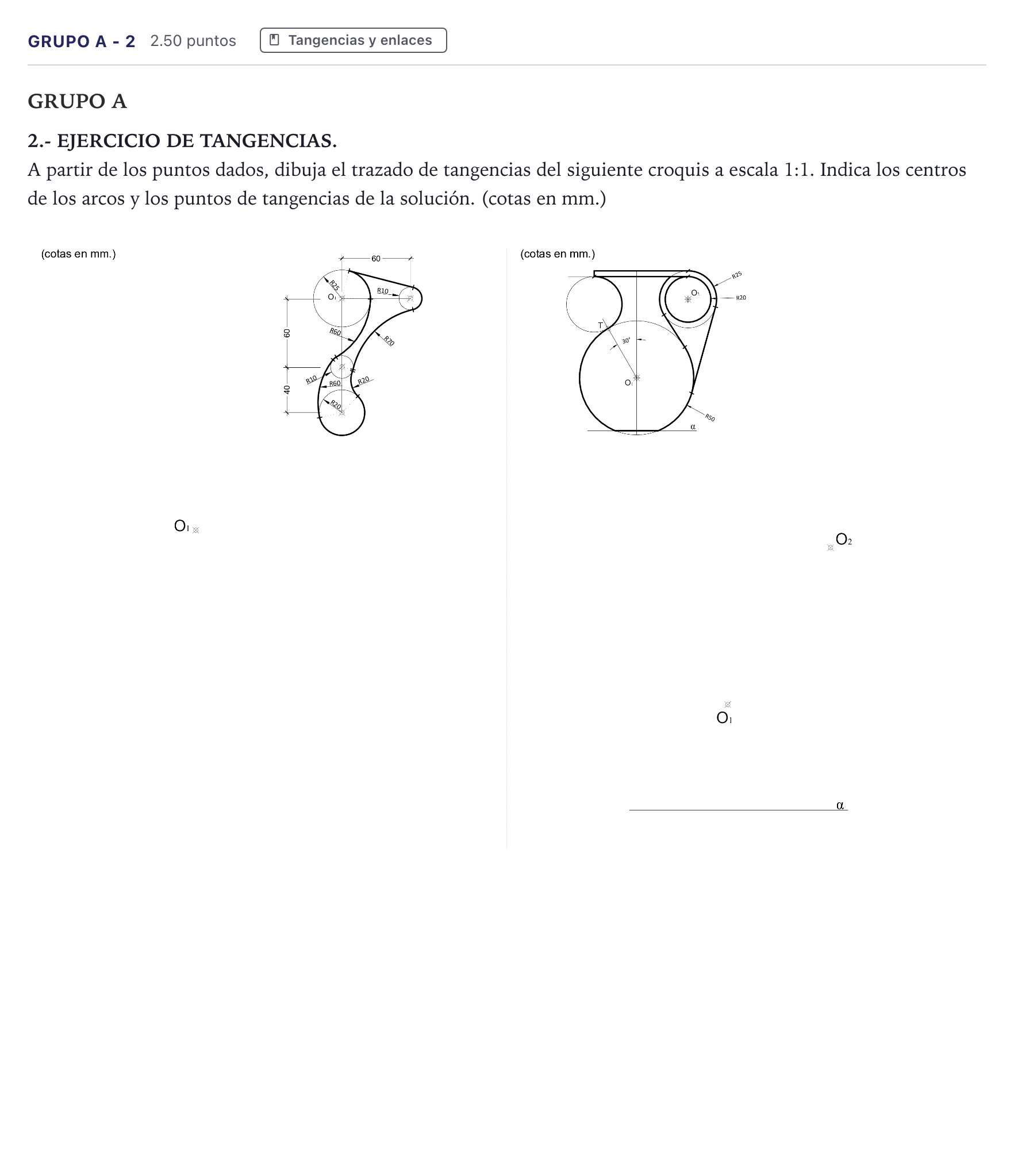 Enunciado: Ejercicio Grupo A - 2 · Dibujo técnico II PAU Canarias Julio 2022
