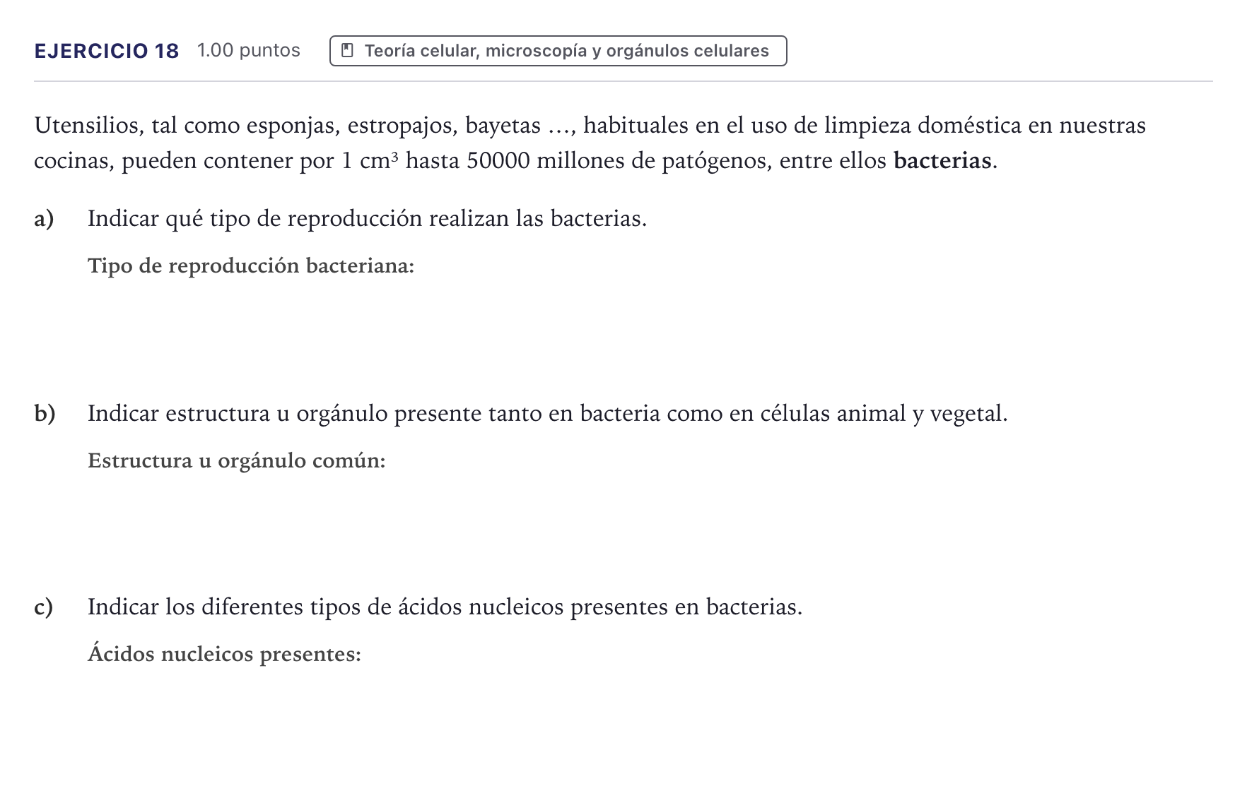 Enunciado: Problema 18 · Biología PAU Canarias Julio 2022