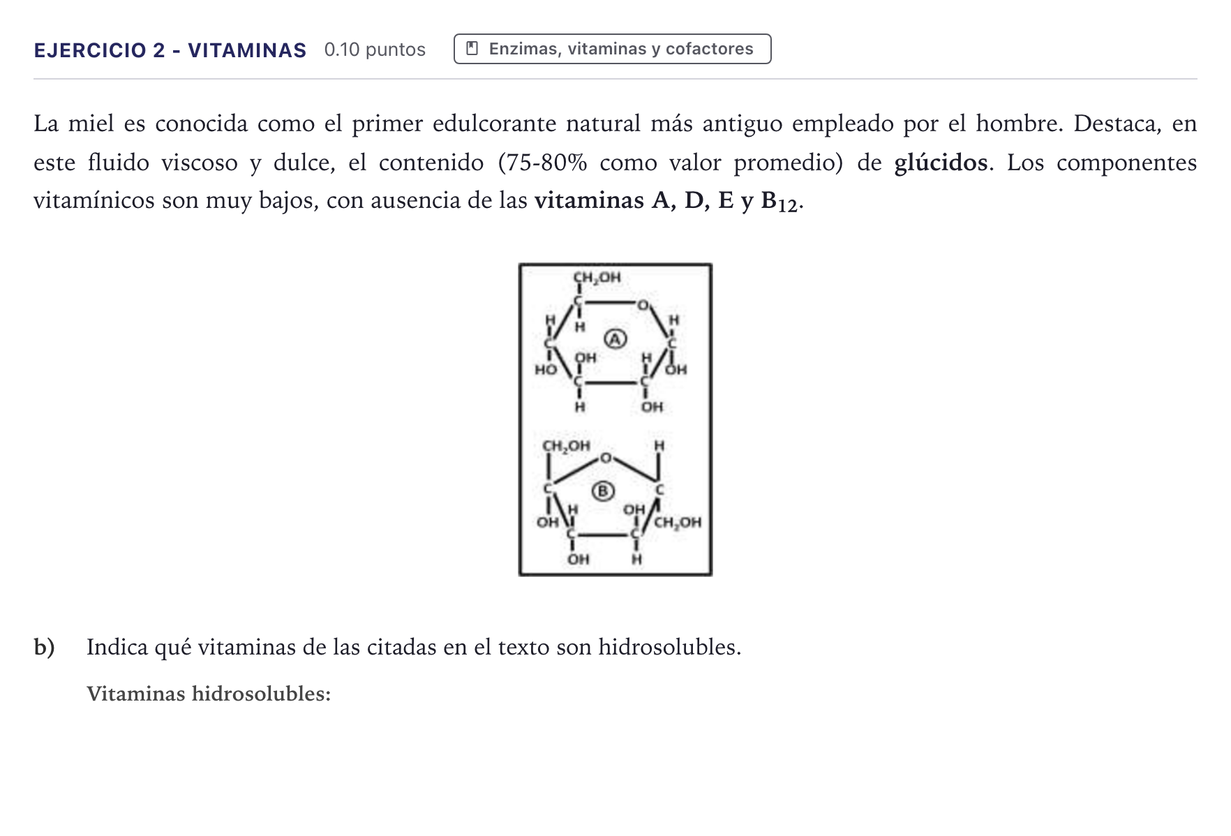 Enunciado: Ejercicio 2 - Vitaminas · Biología PAU Canarias Julio 2022