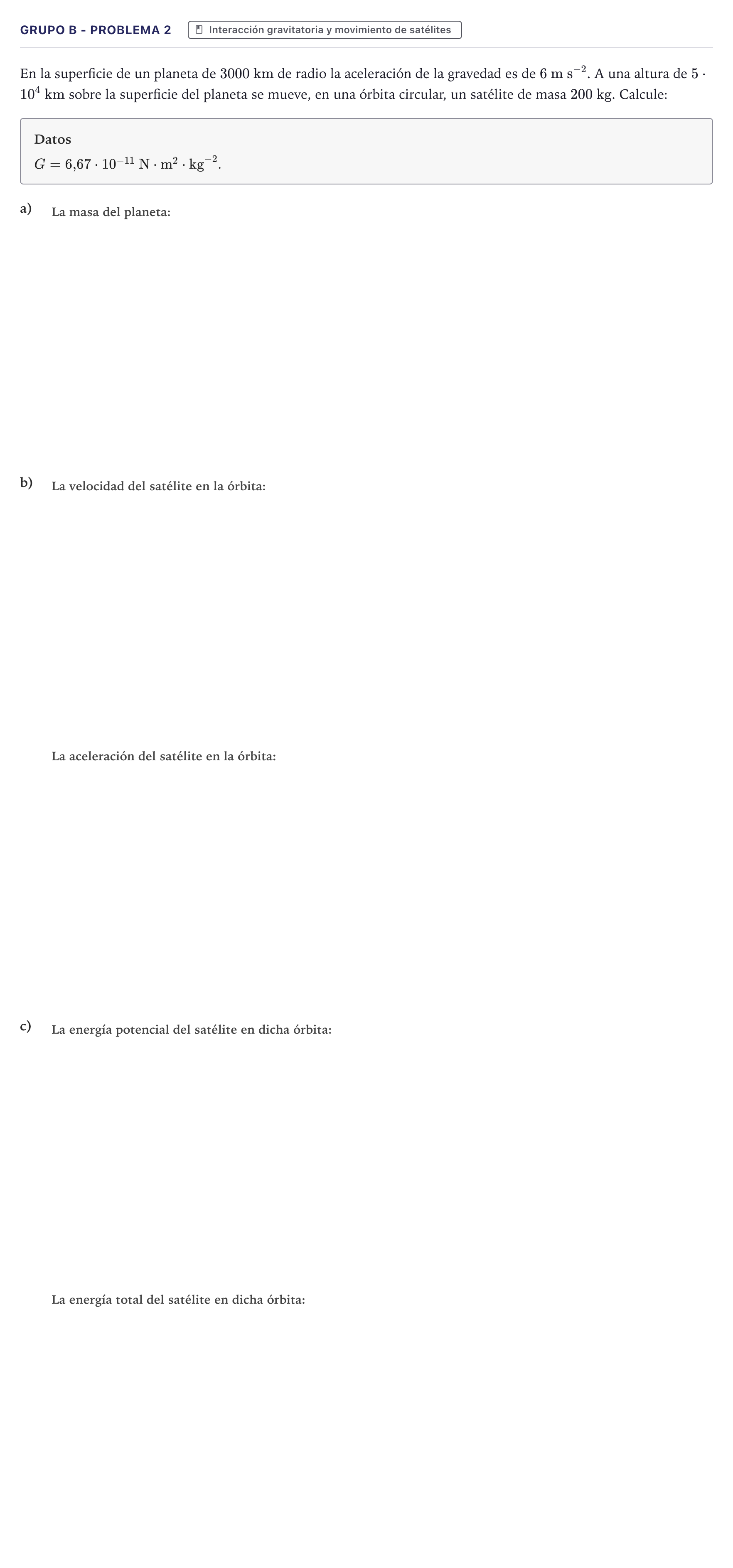 Enunciado: Ejercicio Grupo B - Problema 2 · Física PAU Canarias Julio 2022