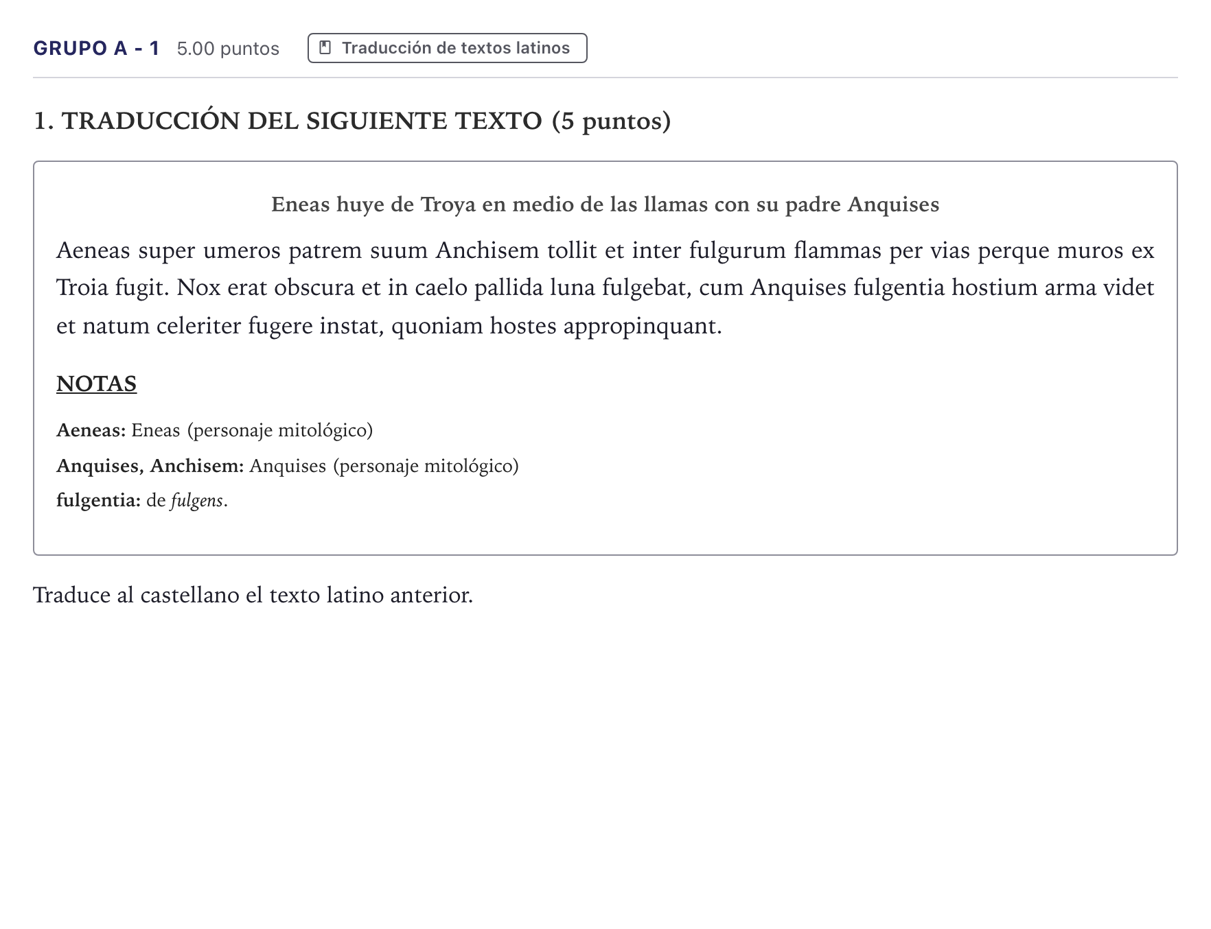 Enunciado: Ejercicio Grupo A - 1 · Latín II PAU Canarias Julio 2022