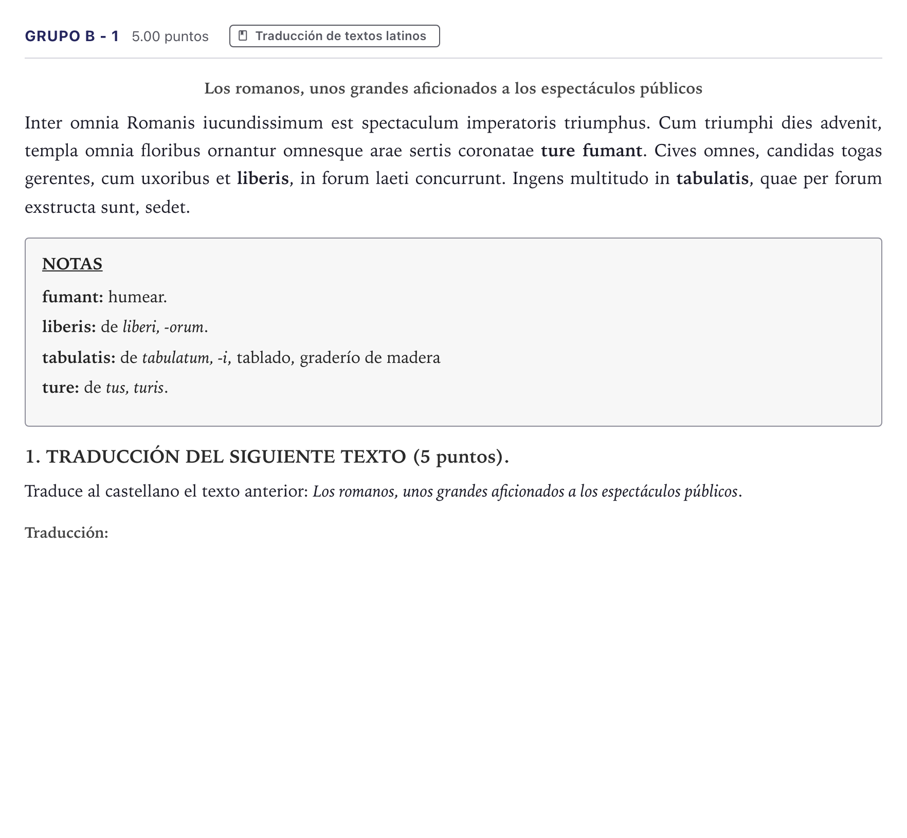 Enunciado: Ejercicio Grupo B - 1 · Latín II PAU Canarias Julio 2022