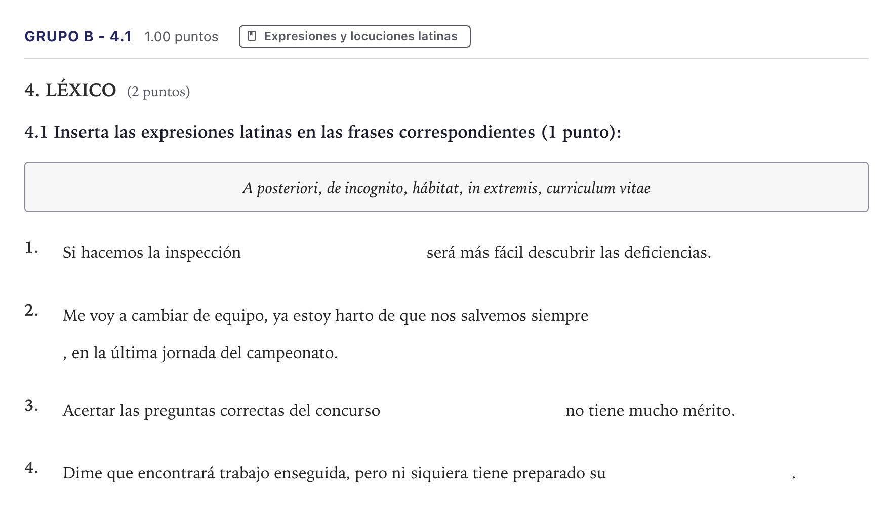 Enunciado: Ejercicio Grupo B - 4.1 · Latín II PAU Canarias Julio 2022
