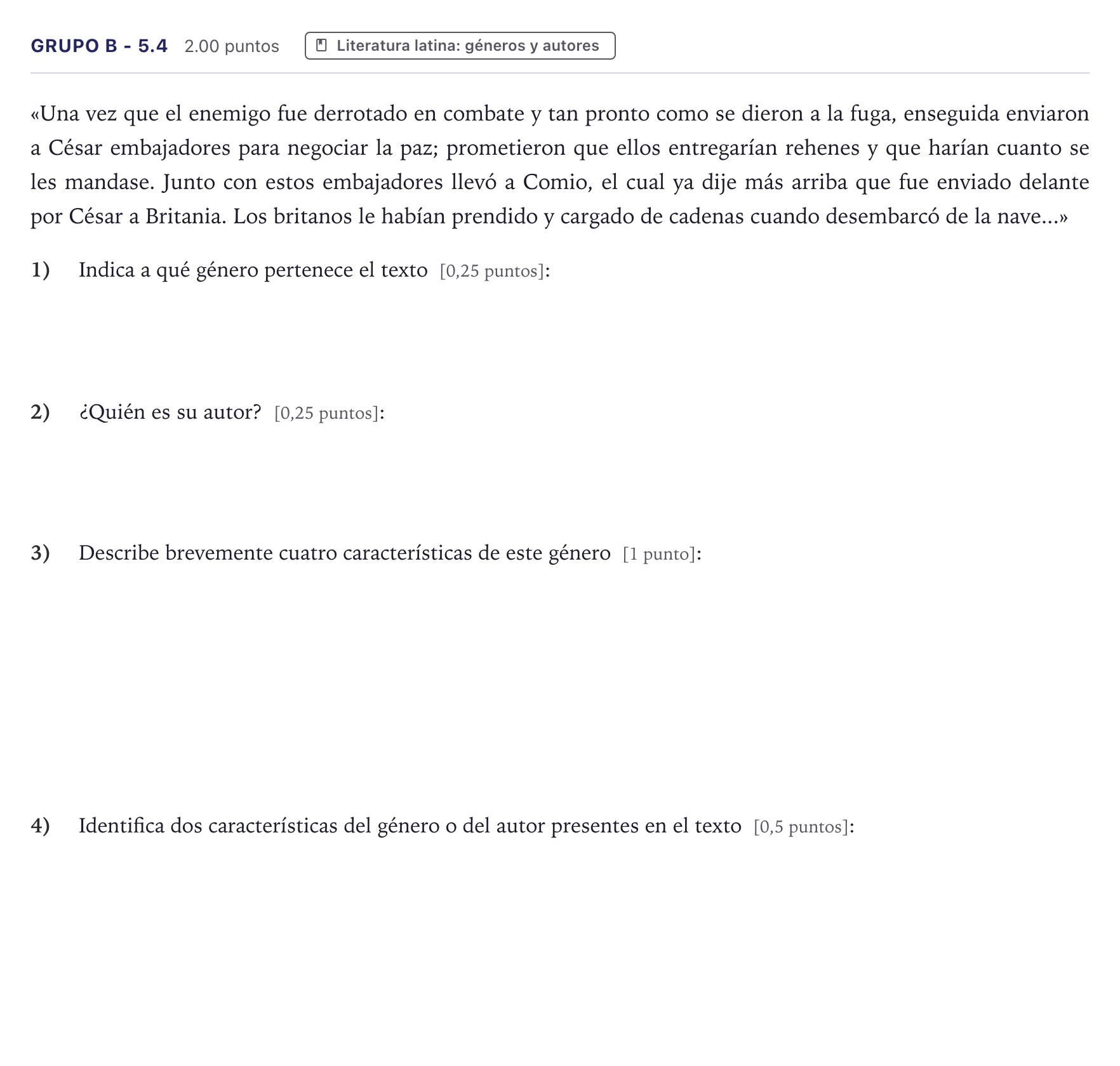 Enunciado: Ejercicio Grupo B - 5.4 · Latín II PAU Canarias Julio 2022