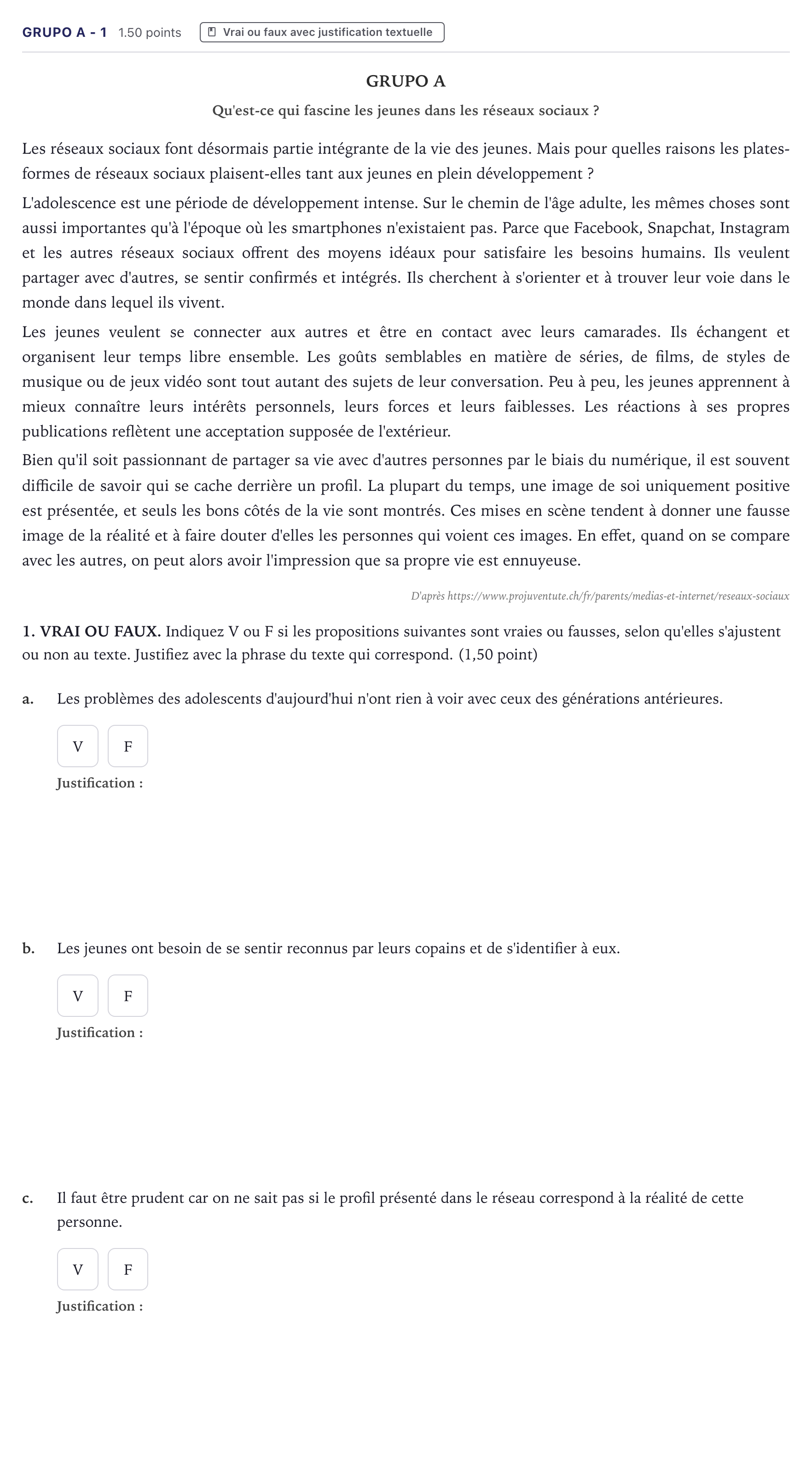 Enunciado: Ejercicio Grupo A - 1 · Francés PAU Canarias Junio (Humanidades) 2023