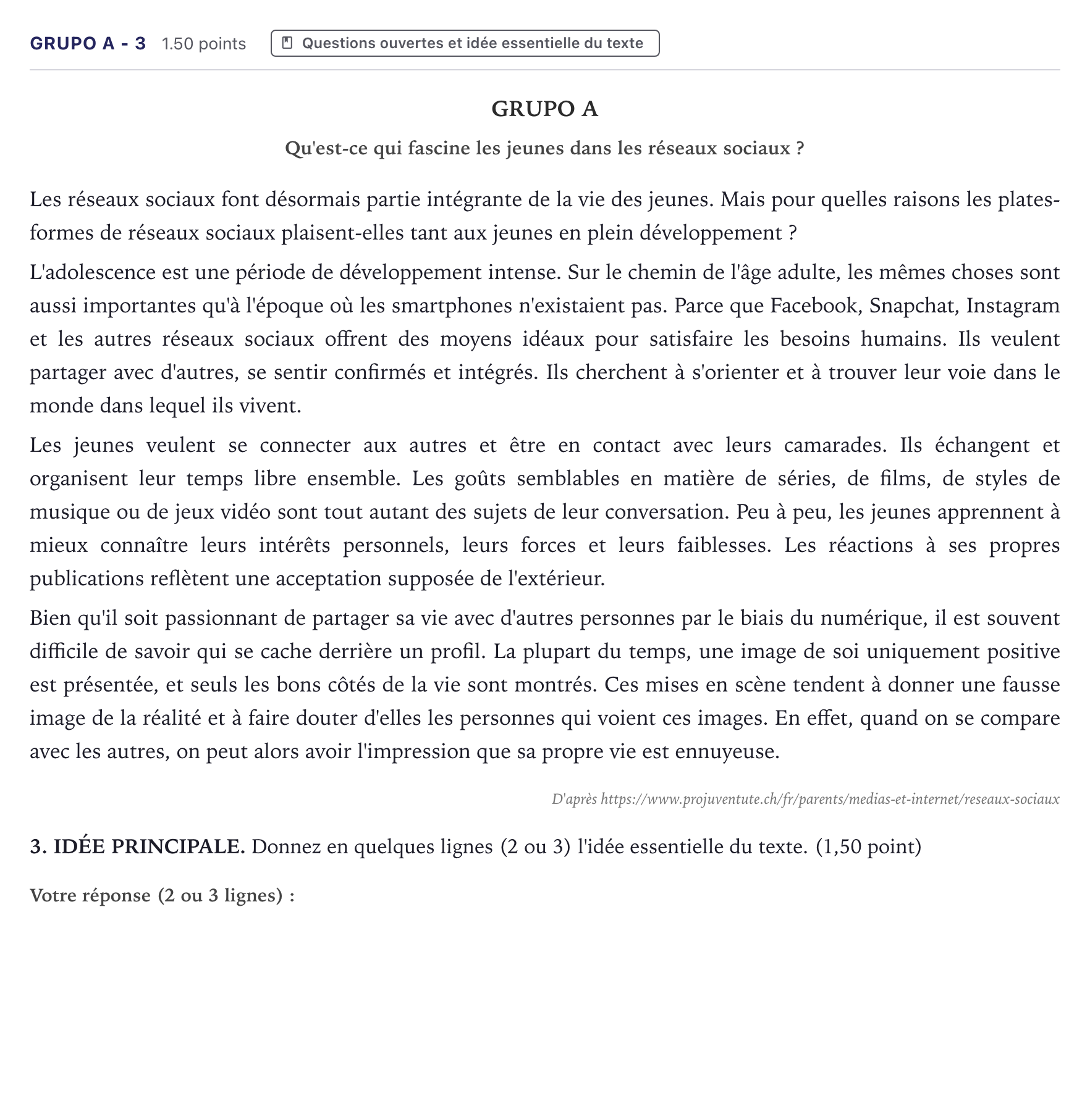 Enunciado: Ejercicio Grupo A - 3 · Francés PAU Canarias Junio (Humanidades) 2023