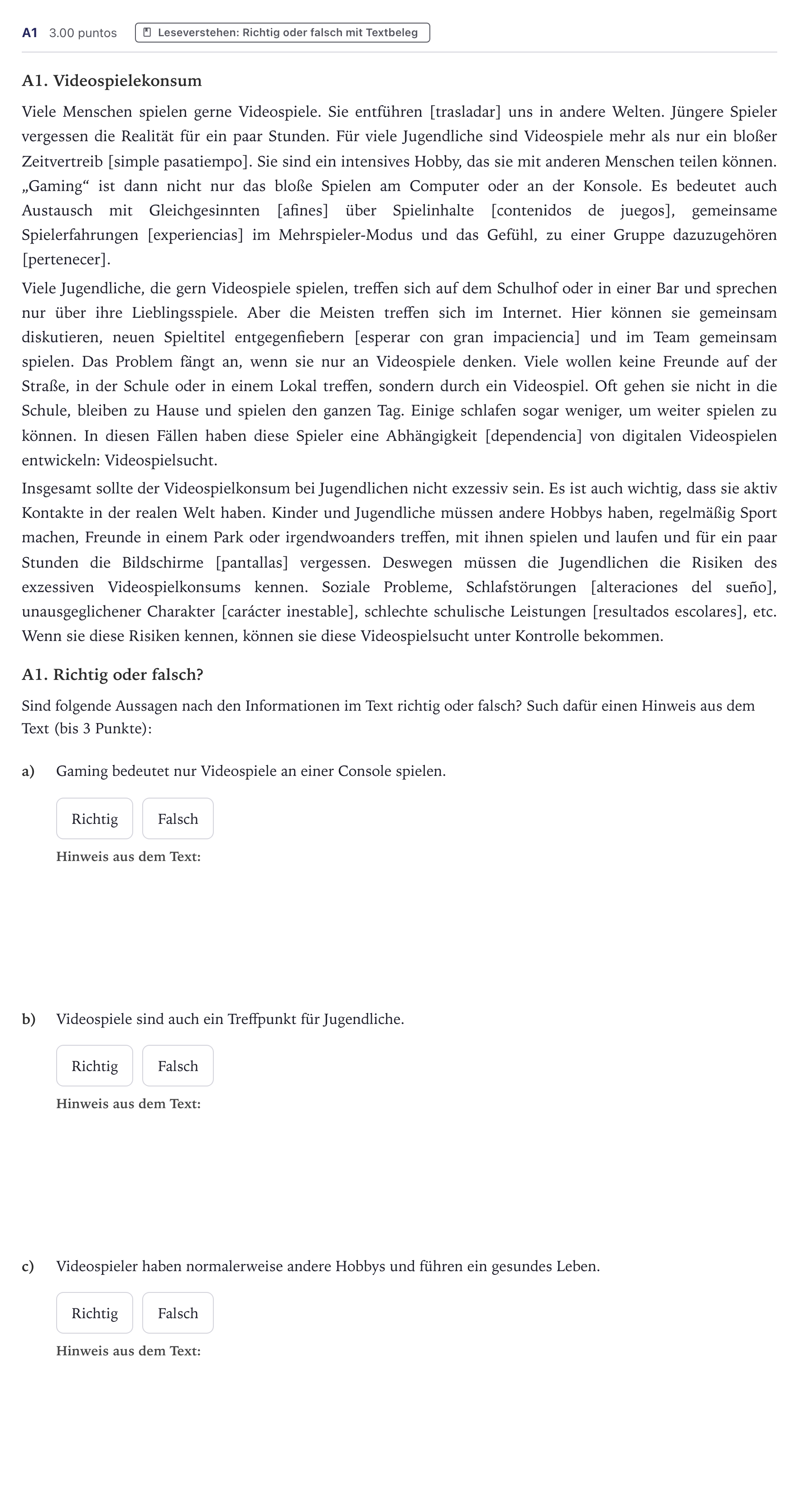 Enunciado: Ejercicio A1 · Alemán PAU Canarias Junio (Ciencias) 2023