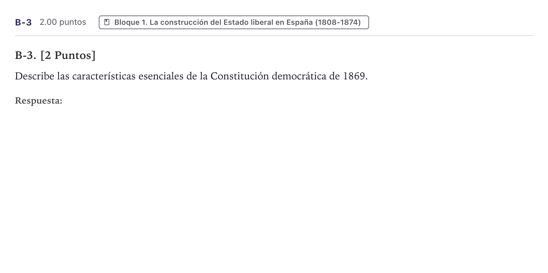 Enunciado: Ejercicio B-3 · Historia de España PAU Canarias Junio (Ciencias) 2023