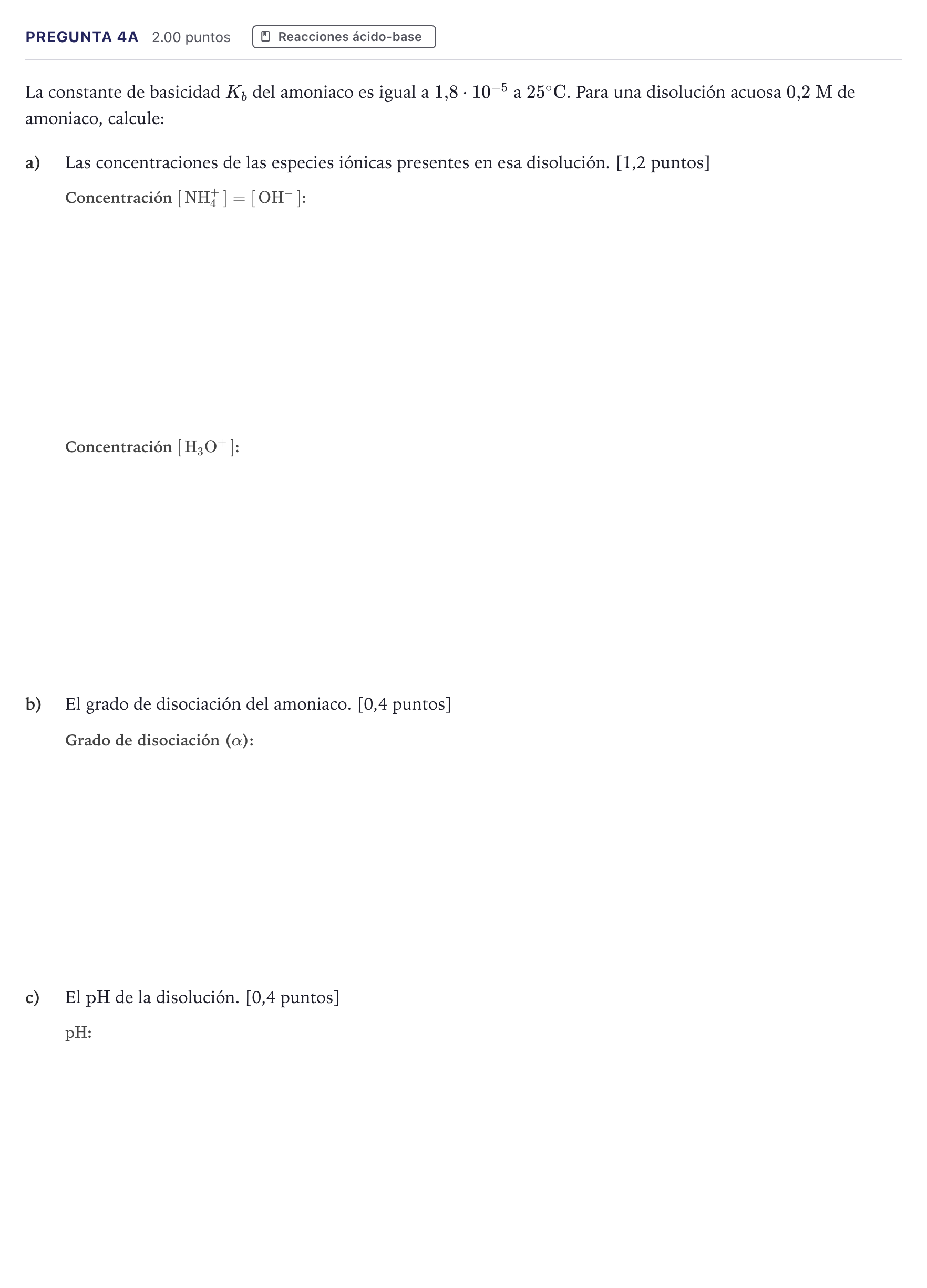 Enunciado: Pregunta 4A · Química PAU Canarias Junio (Ciencias) 2023