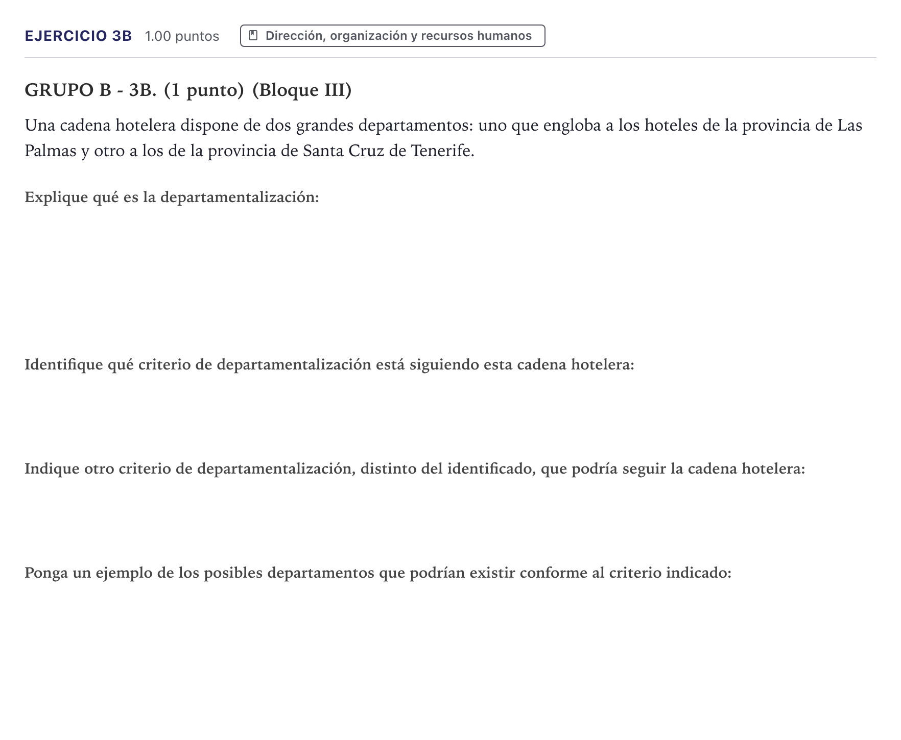 Enunciado: Ejercicio 3B · Economía de la Empresa PAU Canarias Junio (Ciencias) 2023