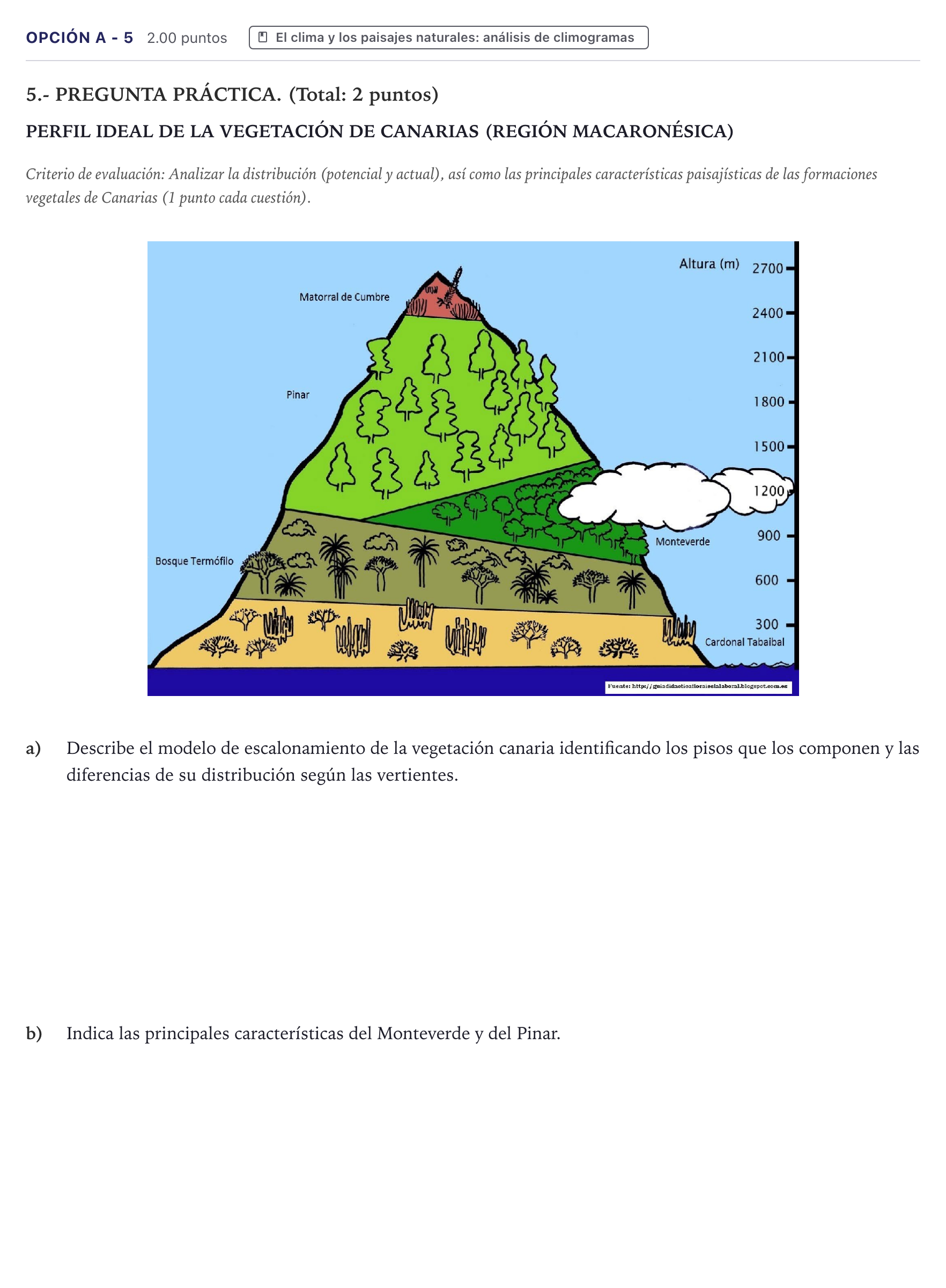 Enunciado: Opción A - 5 · Geografía PAU Canarias Junio (Ciencias) 2023