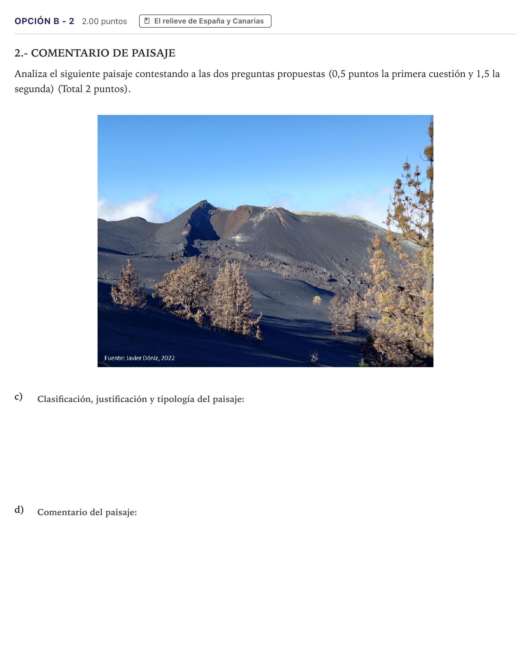 Enunciado: Opción B - 2 · Geografía PAU Canarias Junio (Ciencias) 2023