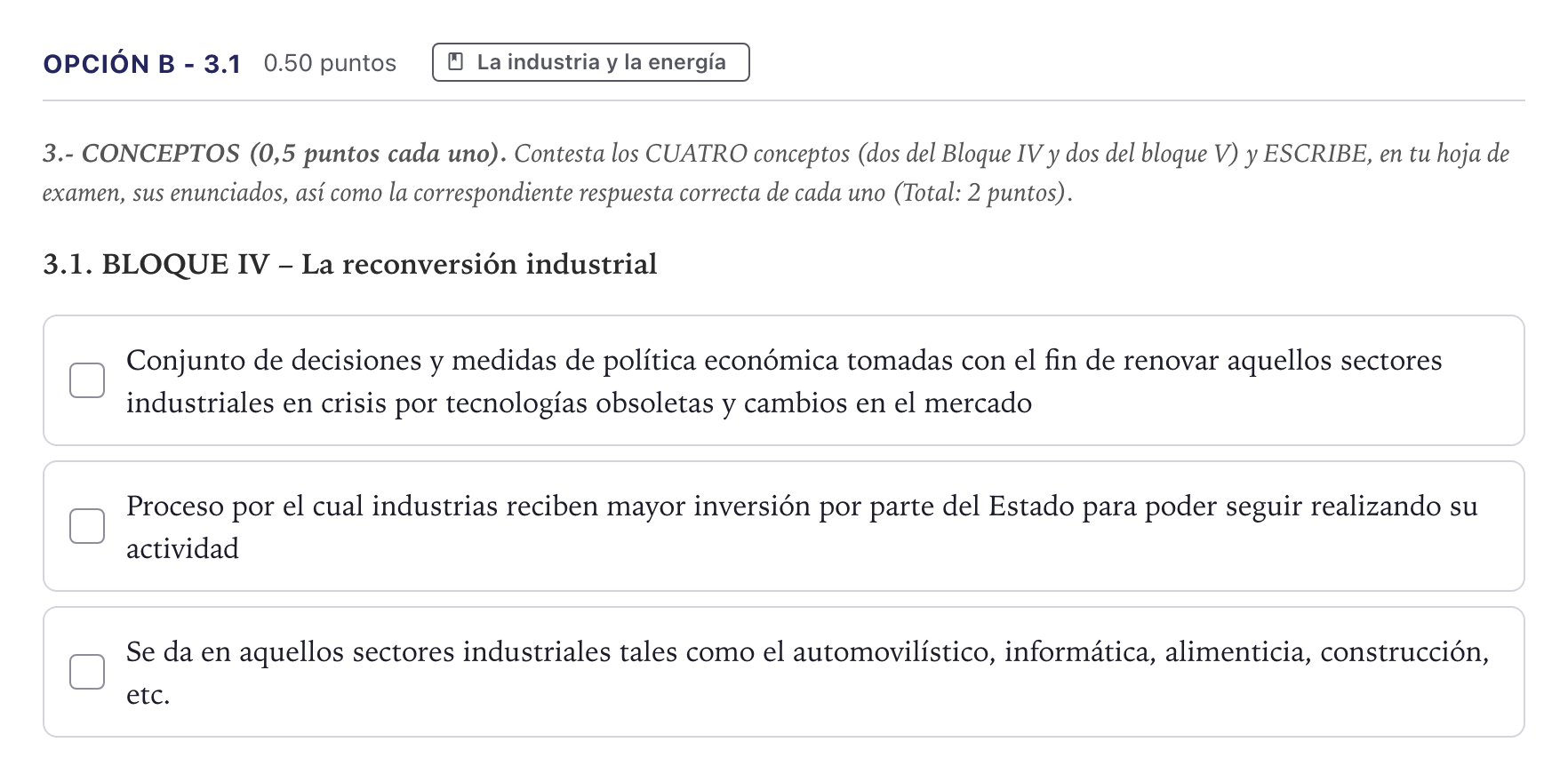 Enunciado: Opción B - 3.1 · Geografía PAU Canarias Junio (Ciencias) 2023
