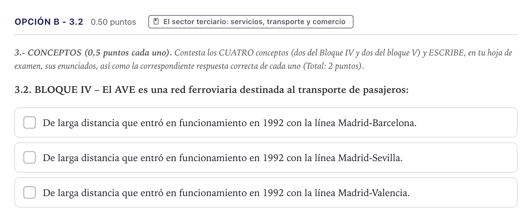 Enunciado: Opción B - 3.2 · Geografía PAU Canarias Junio (Ciencias) 2023