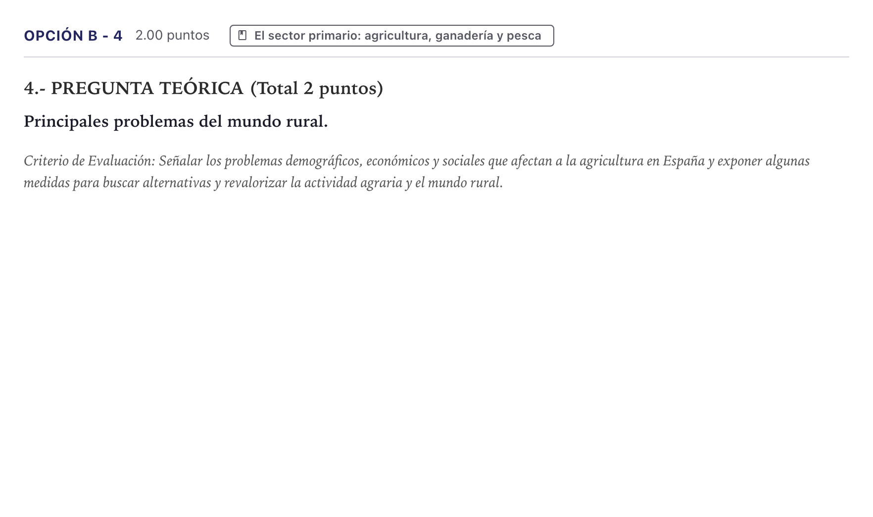 Enunciado: Opción B - 4 · Geografía PAU Canarias Junio (Ciencias) 2023