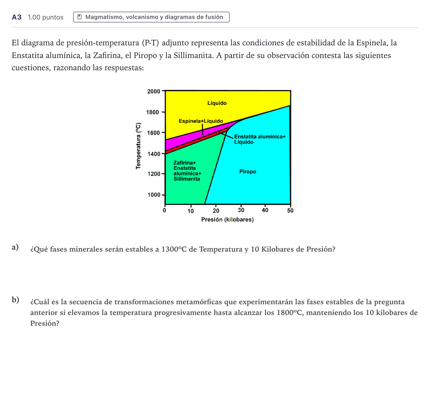 Enunciado: Ejercicio A3 · Geología PAU Canarias Junio 2023