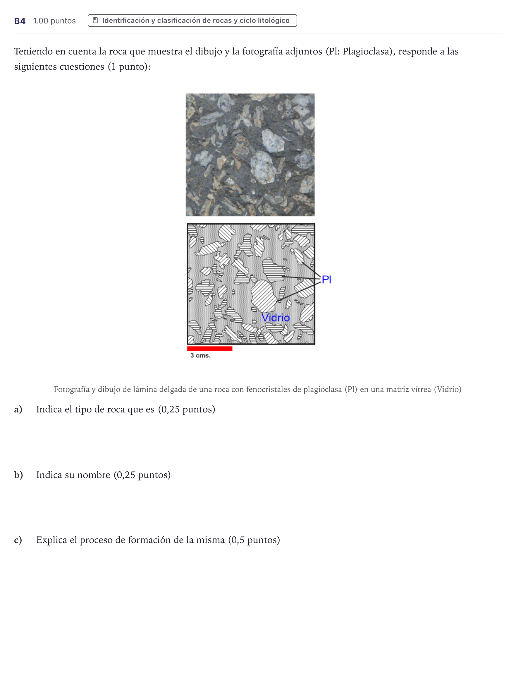 Enunciado: Ejercicio B4 · Geología PAU Canarias Junio 2023