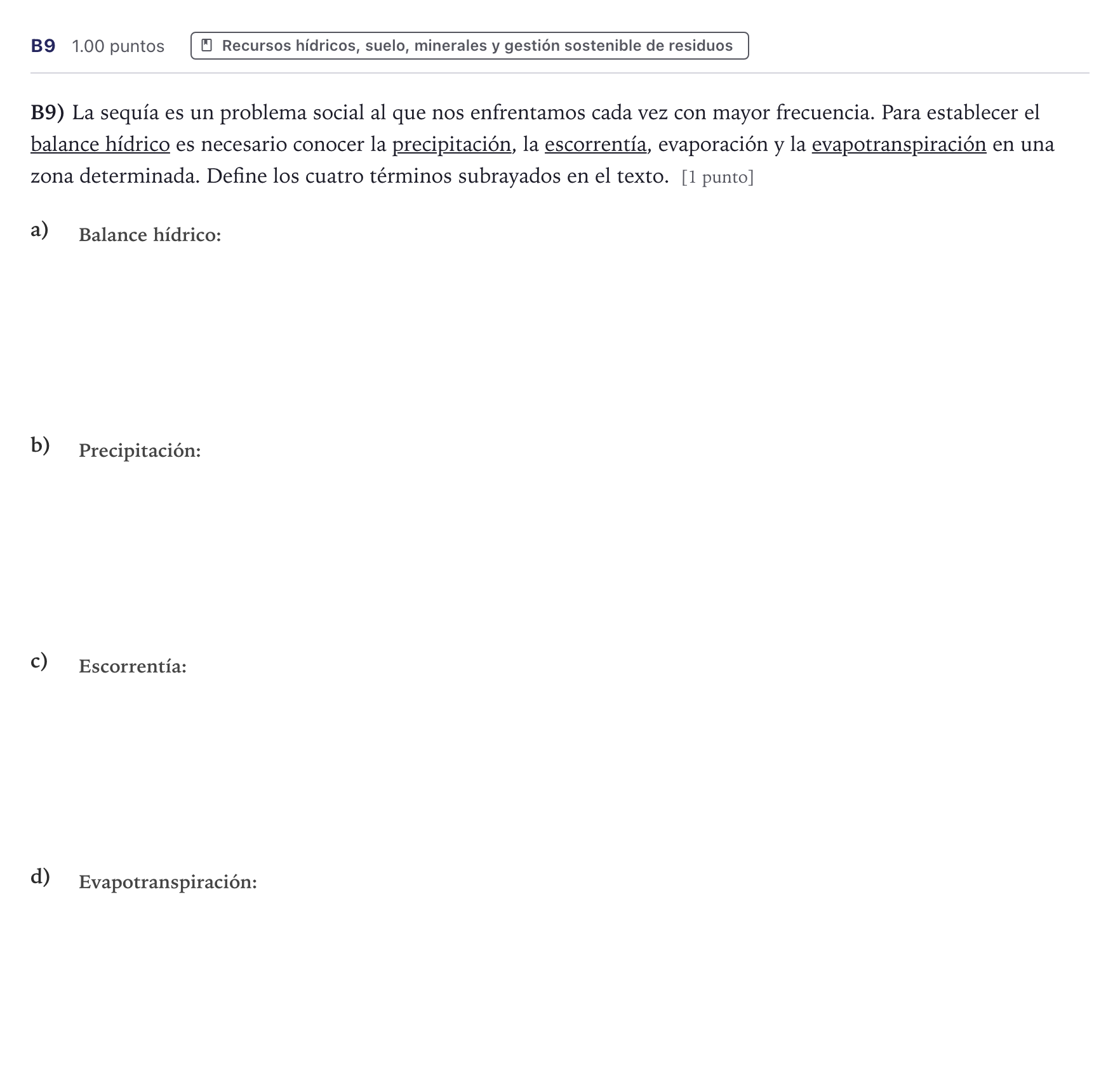 Enunciado: Ejercicio B9 · Geología PAU Canarias Junio 2023