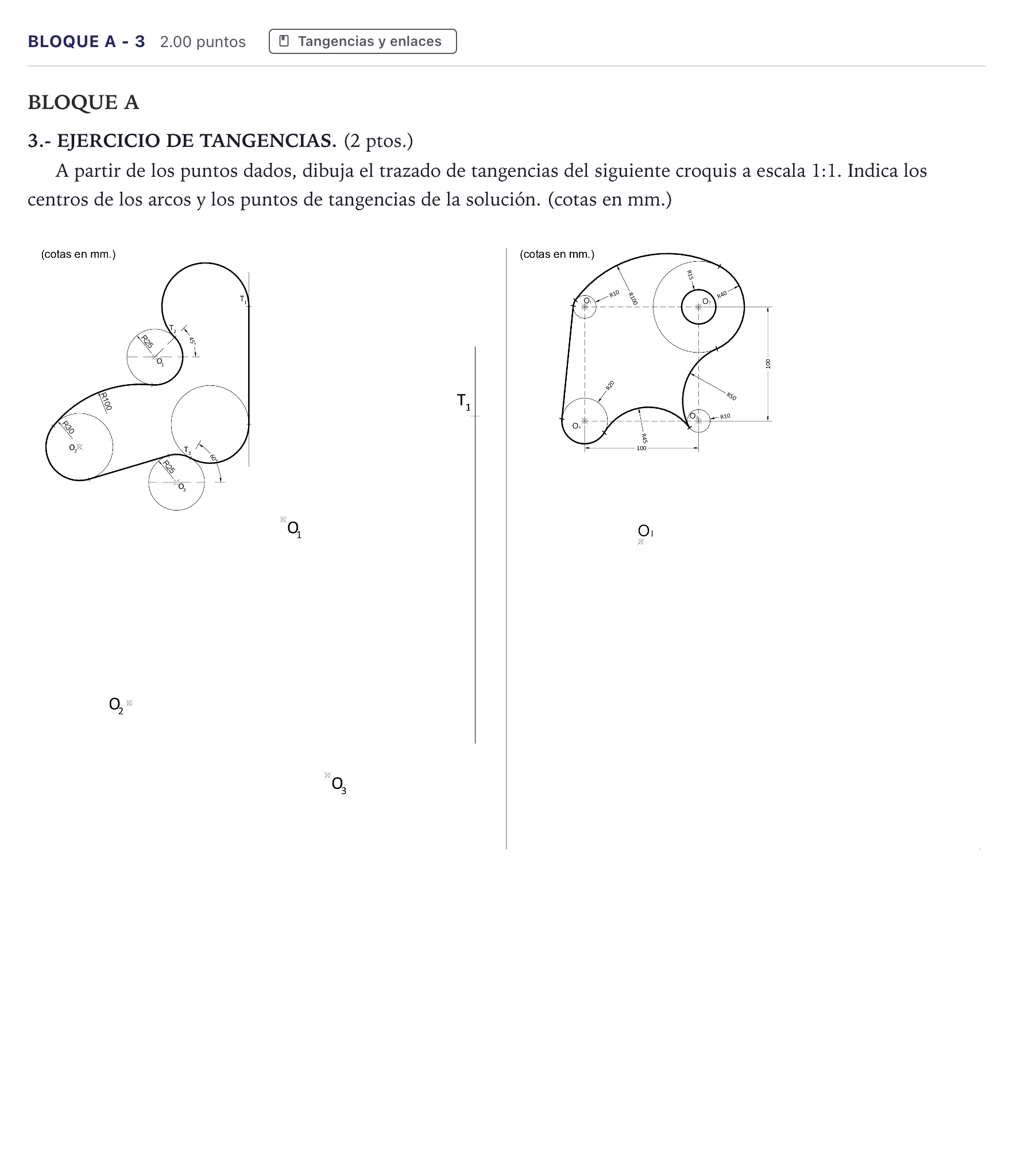 Enunciado: Bloque A - 3 · Dibujo técnico II PAU Canarias Junio 2023