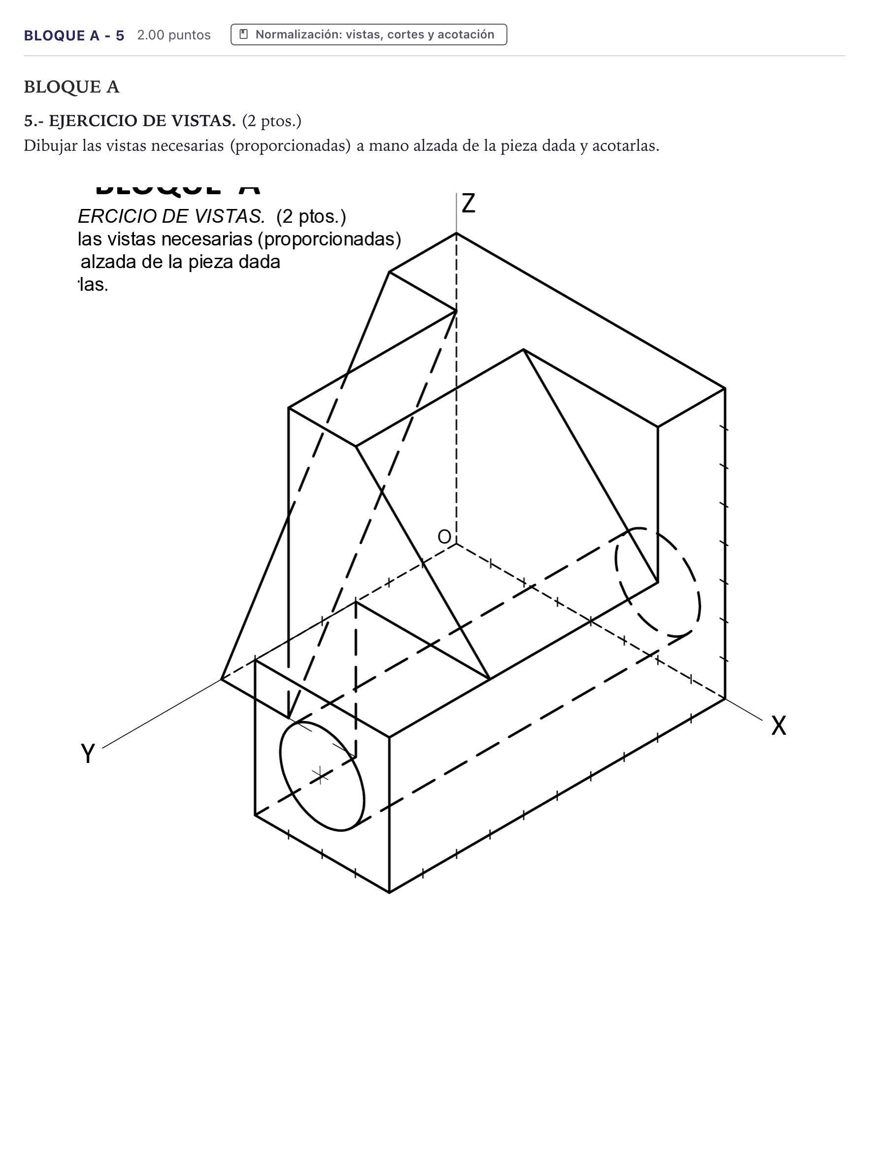 Enunciado: Bloque A - 5 · Dibujo técnico II PAU Canarias Junio 2023