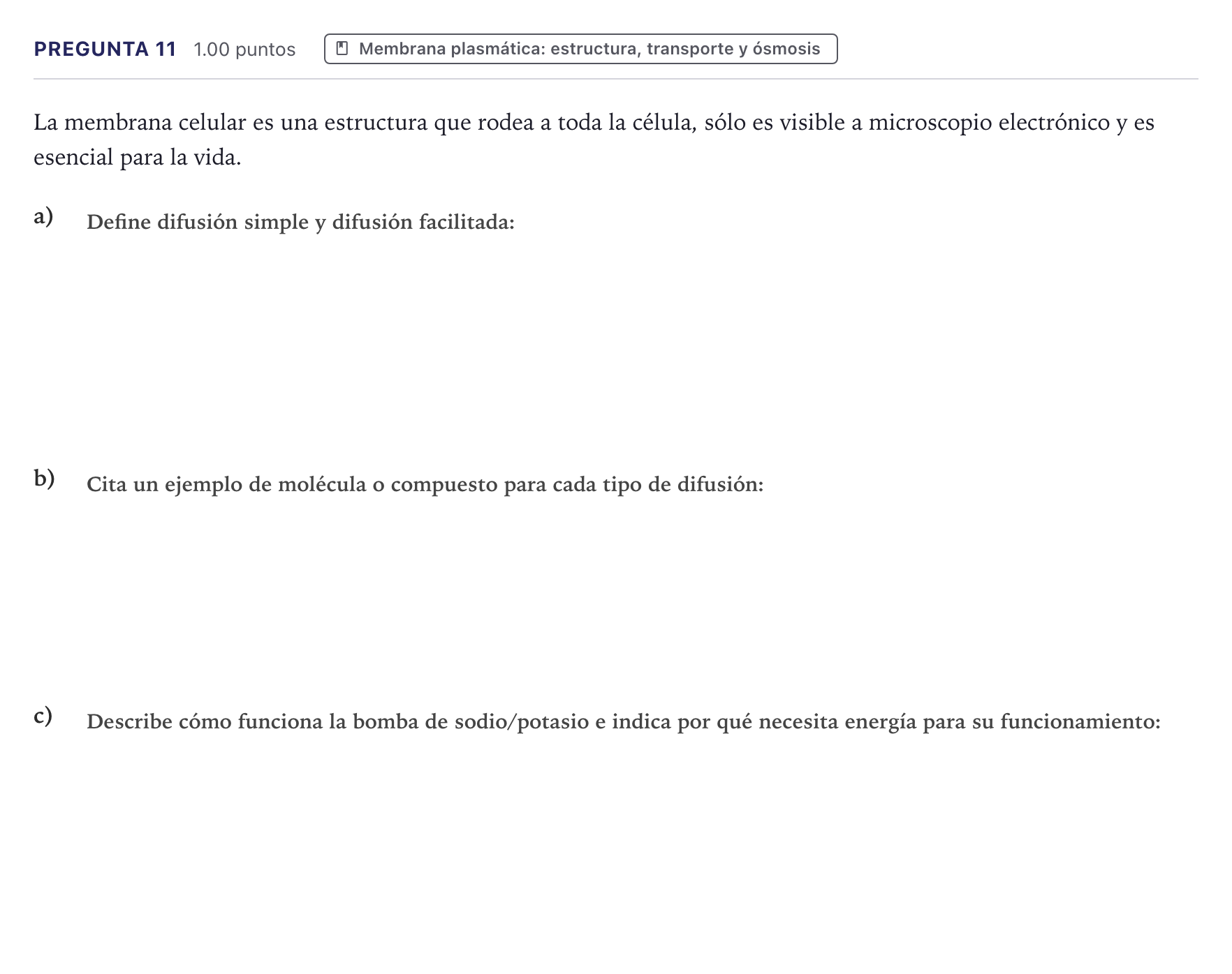 Enunciado: Pregunta 11 · Biología PAU Canarias Junio 2023