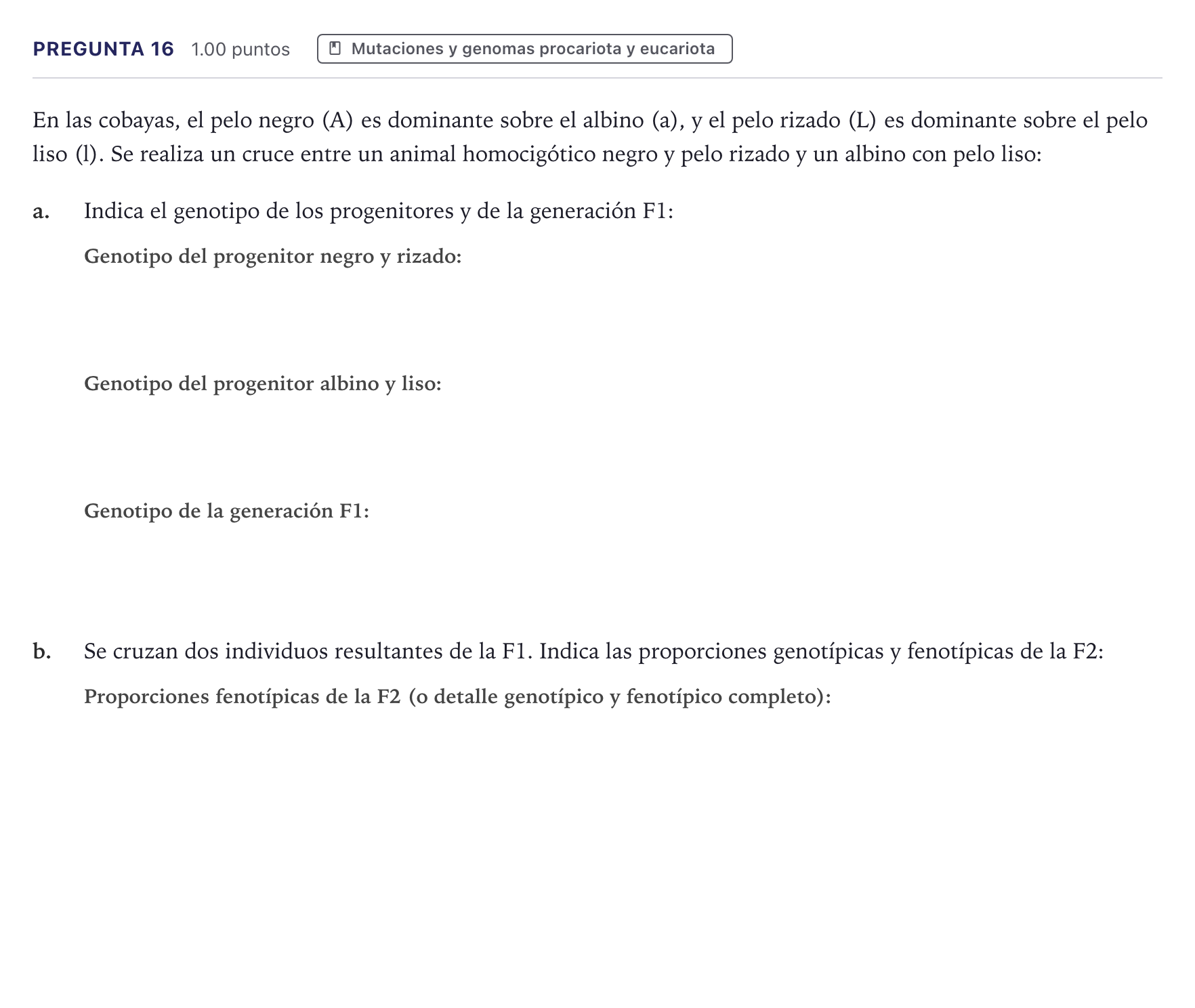 Enunciado: Pregunta 16 · Biología PAU Canarias Junio 2023