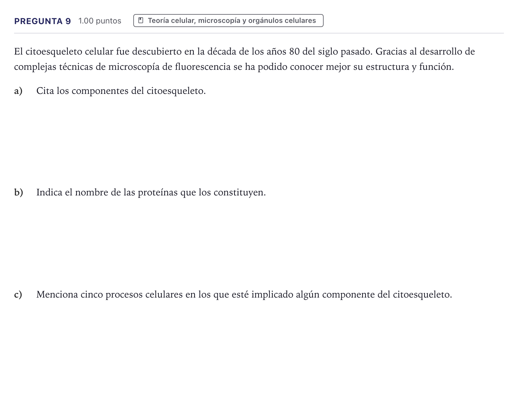 Enunciado: Pregunta 9 · Biología PAU Canarias Junio 2023