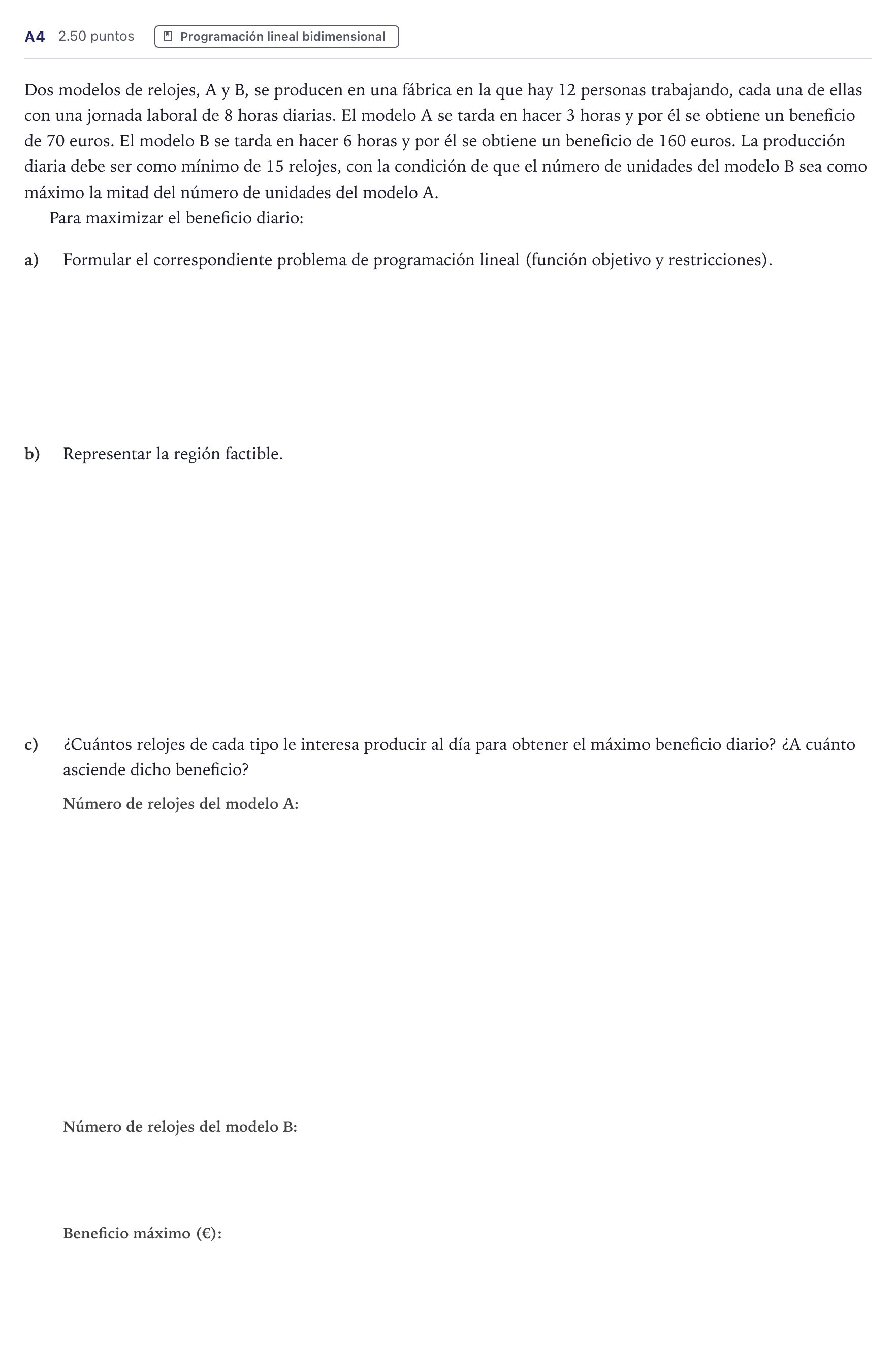 Enunciado: Ejercicio A4 · Matemáticas aplicadas a las Ciencias Sociales II PAU Canarias Junio 2023