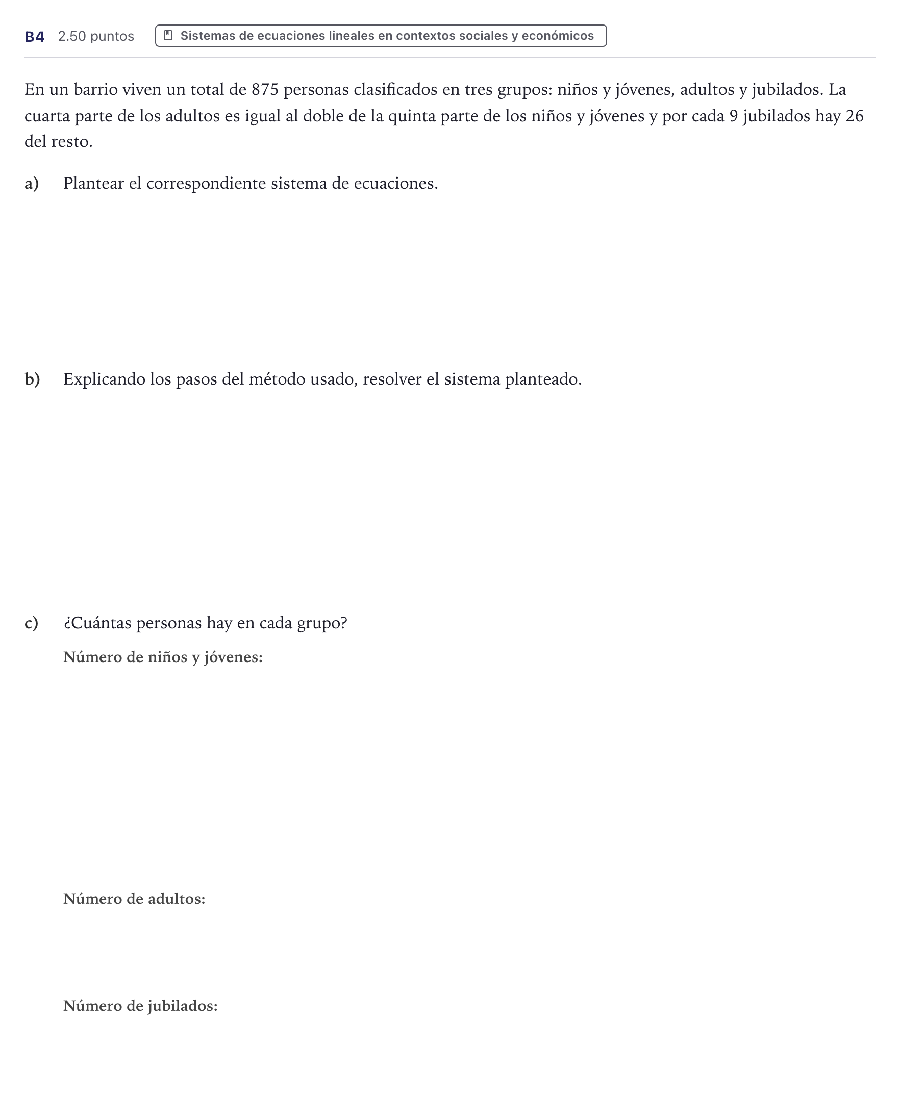 Enunciado: Ejercicio B4 · Matemáticas aplicadas a las Ciencias Sociales II PAU Canarias Junio 2023