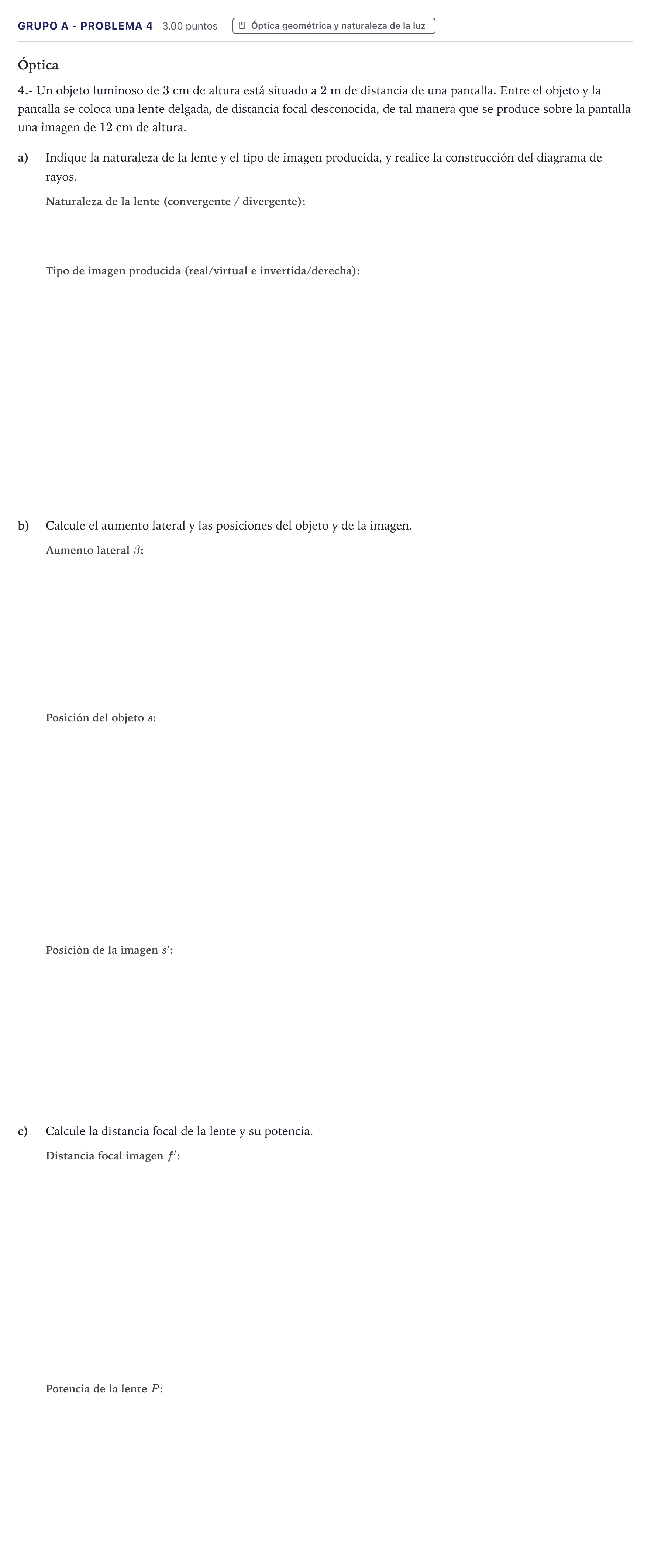 Enunciado: Ejercicio Grupo A - Problema 4 · Física PAU Canarias Junio 2023