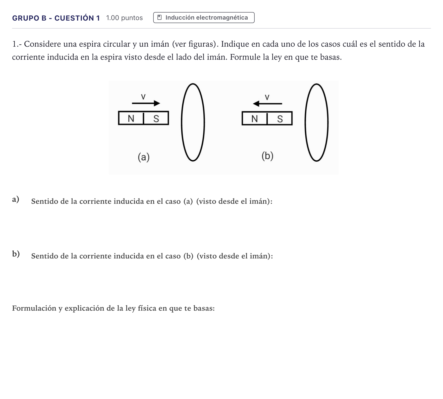 Enunciado: Ejercicio Grupo B - Cuestión 1 · Física PAU Canarias Junio 2023