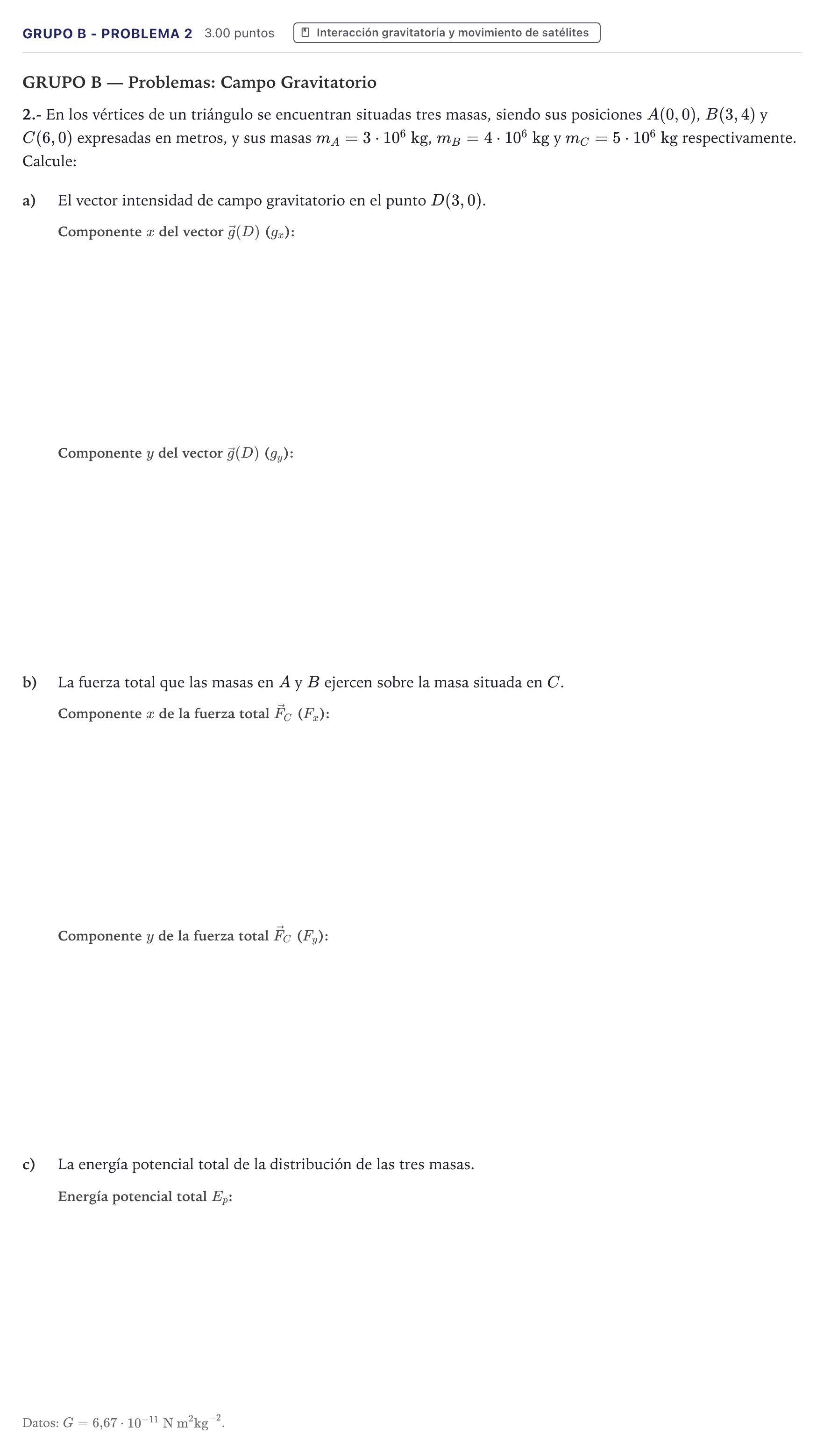 Enunciado: Ejercicio Grupo B - Problema 2 · Física PAU Canarias Junio 2023