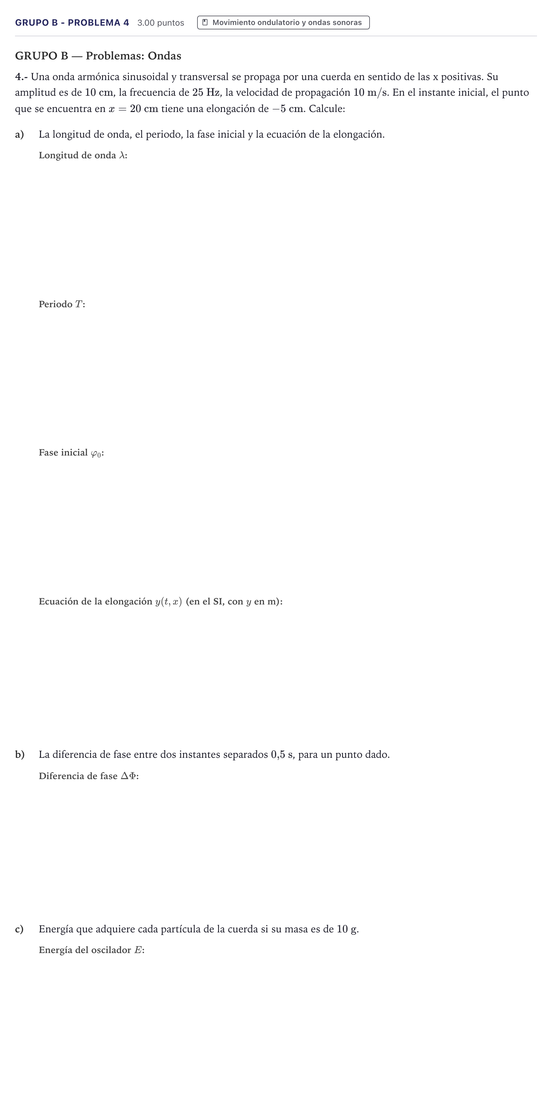 Enunciado: Ejercicio Grupo B - Problema 4 · Física PAU Canarias Junio 2023