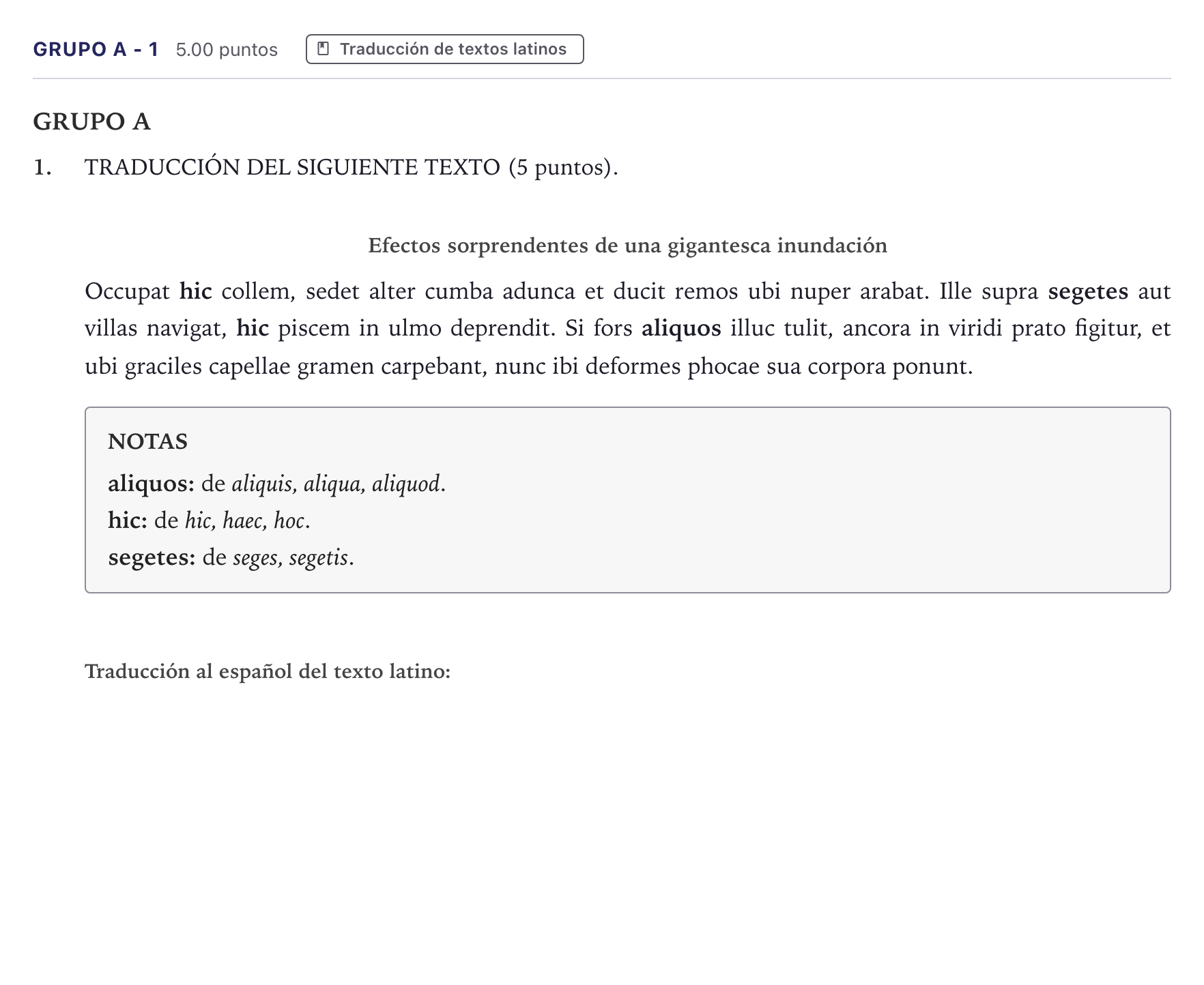 Enunciado: Ejercicio Grupo A - 1 · Latín II PAU Canarias Junio 2023