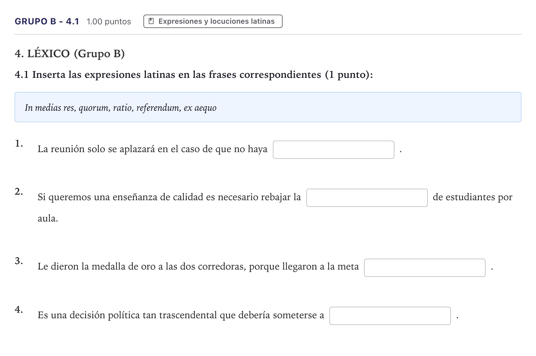 Enunciado: Ejercicio Grupo B - 4.1 · Latín II PAU Canarias Junio 2023