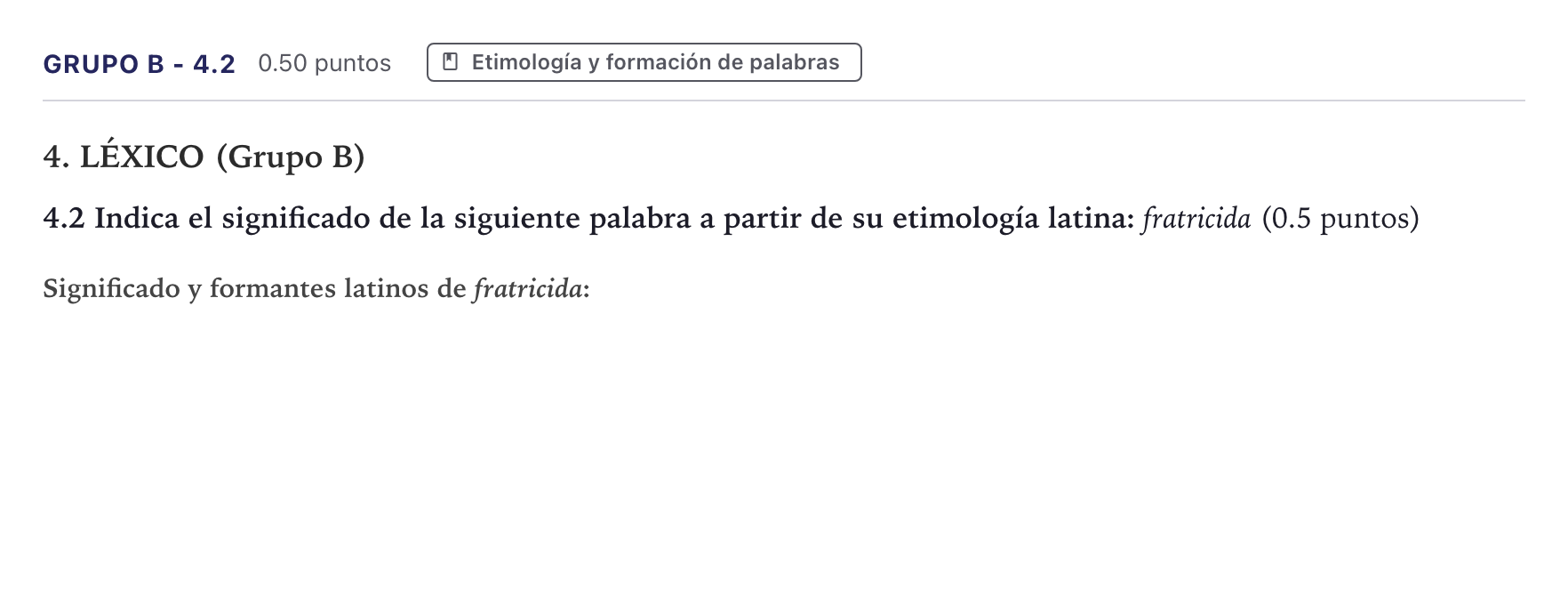 Enunciado: Ejercicio Grupo B - 4.2 · Latín II PAU Canarias Junio 2023