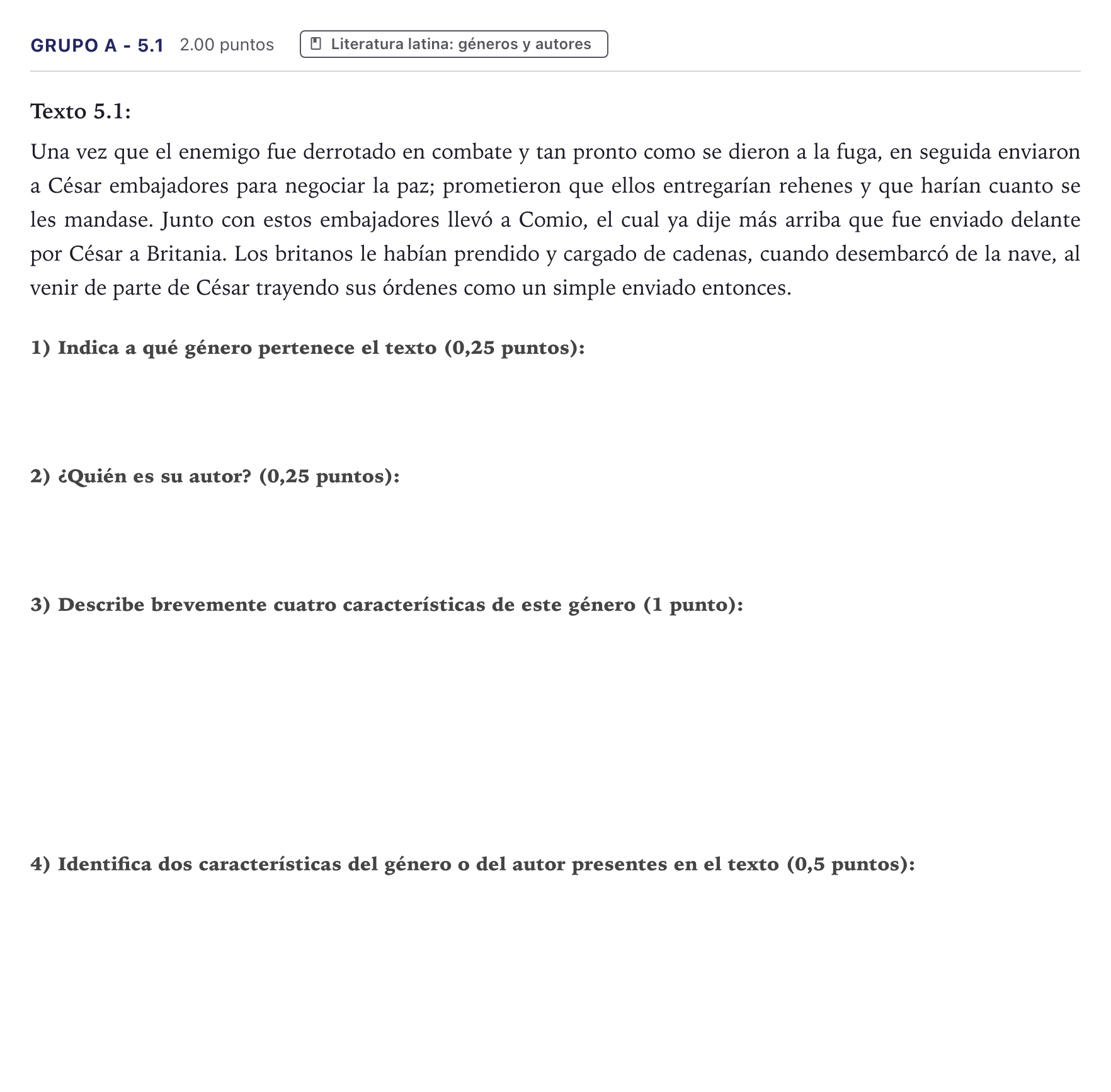 Enunciado: Ejercicio Grupo A - 5.1 · Latín II PAU Canarias Junio 2023