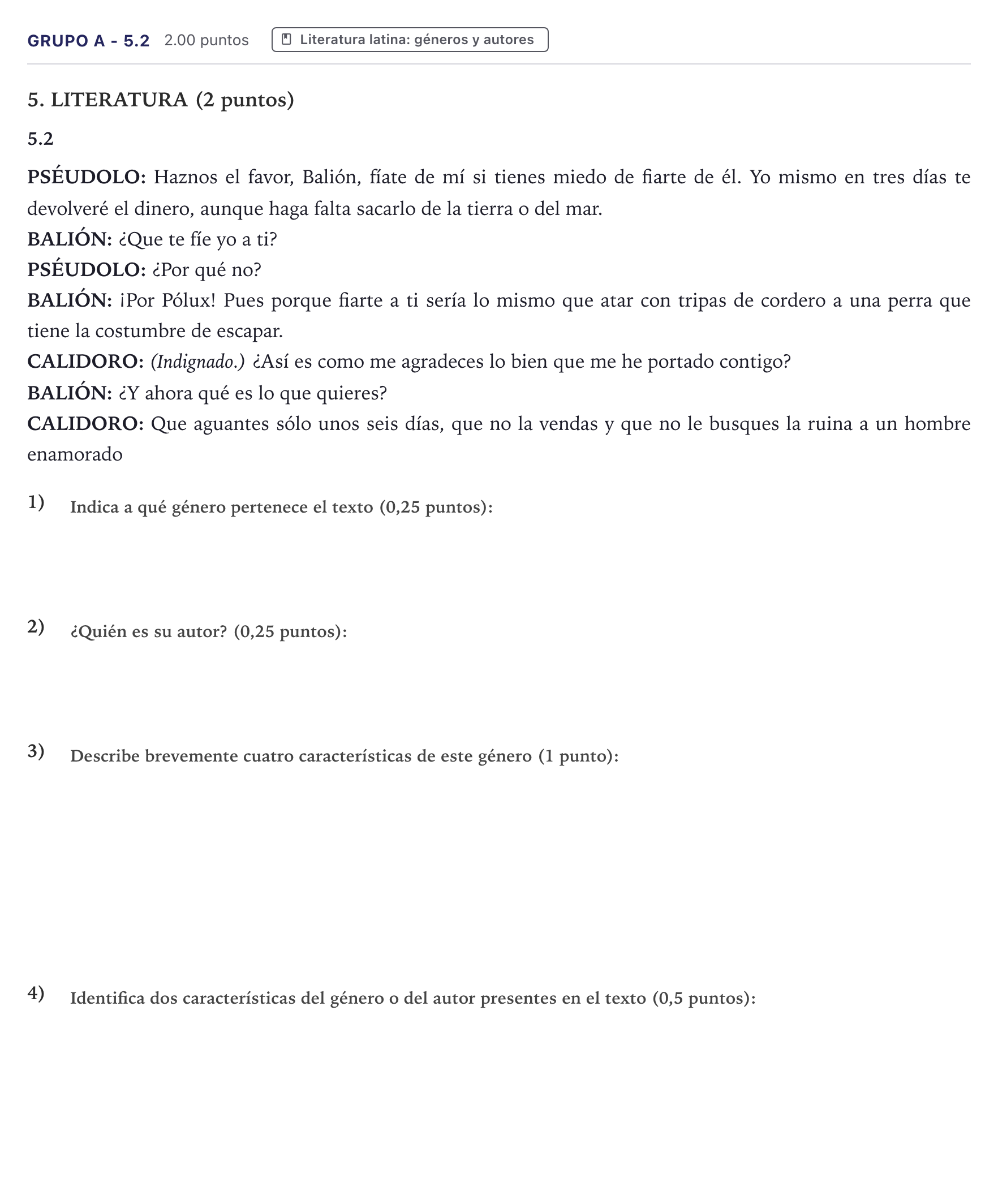 Enunciado: Ejercicio Grupo A - 5.2 · Latín II PAU Canarias Junio 2023