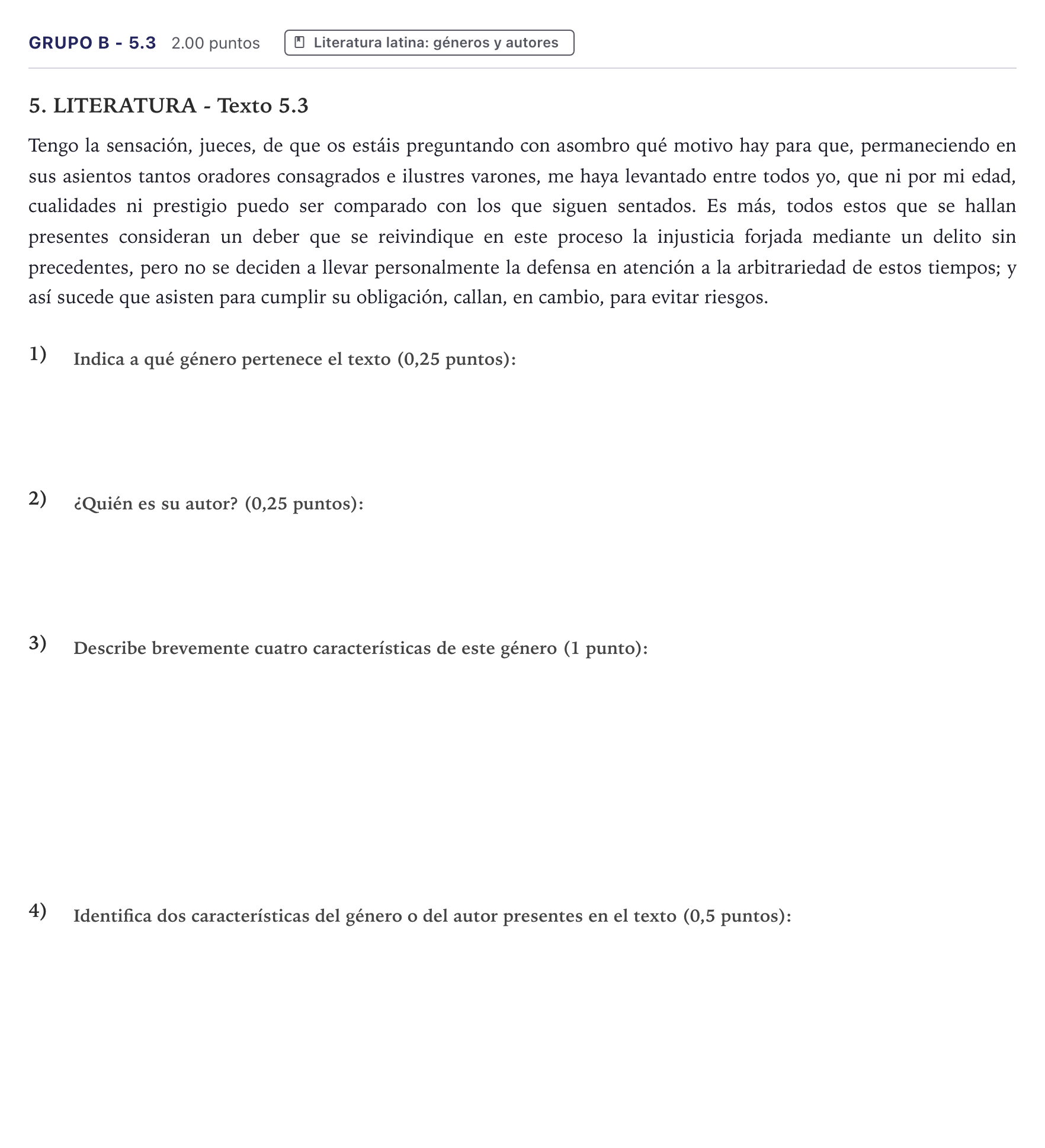 Enunciado: Ejercicio Grupo B - 5.3 · Latín II PAU Canarias Junio 2023