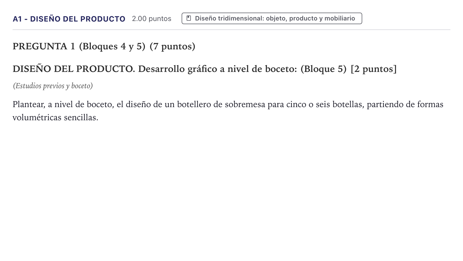 Enunciado: Ejercicio A1 - Diseño del producto · Diseño PAU Canarias Junio 2023