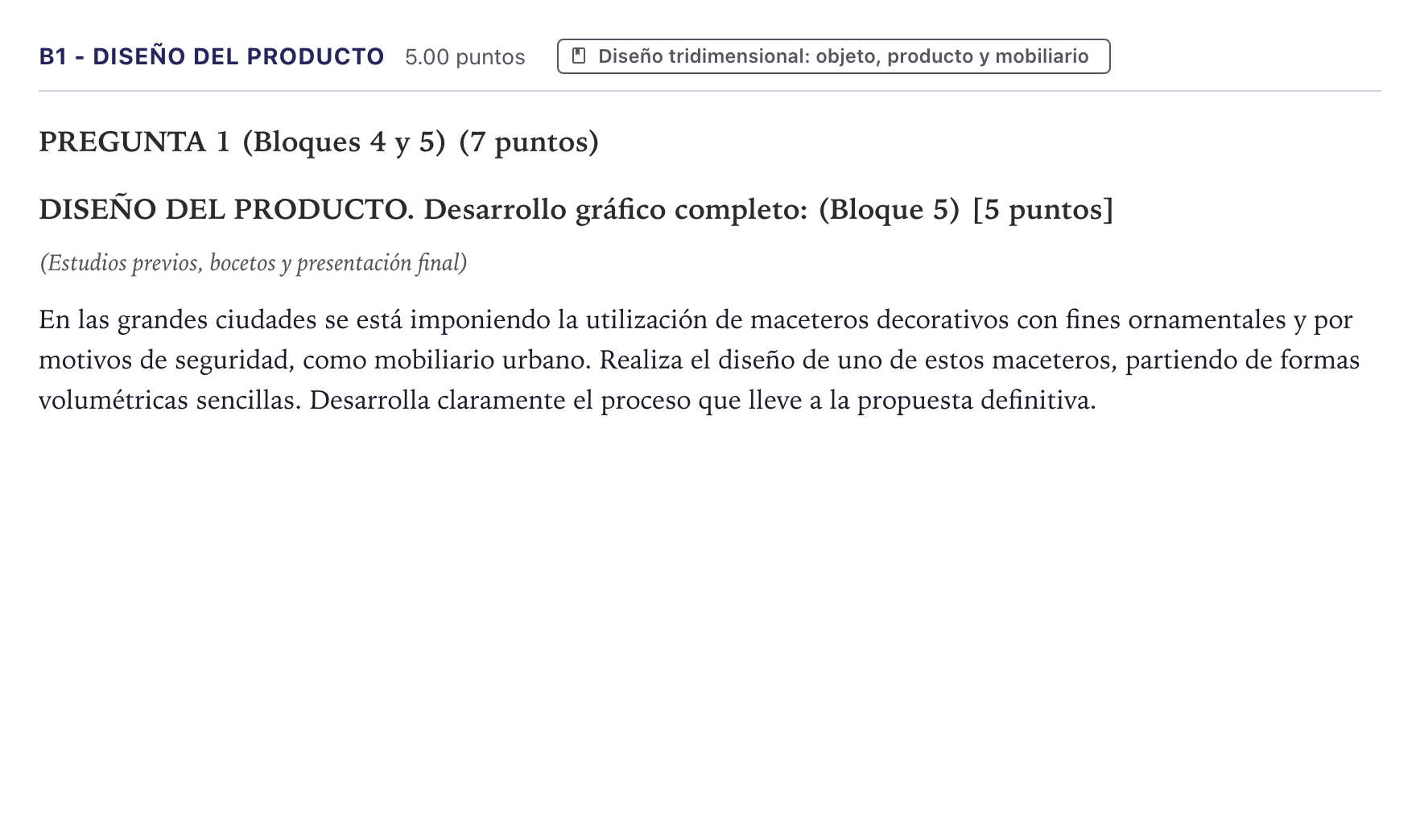 Enunciado: Ejercicio B1 - Diseño del producto · Diseño PAU Canarias Junio 2023