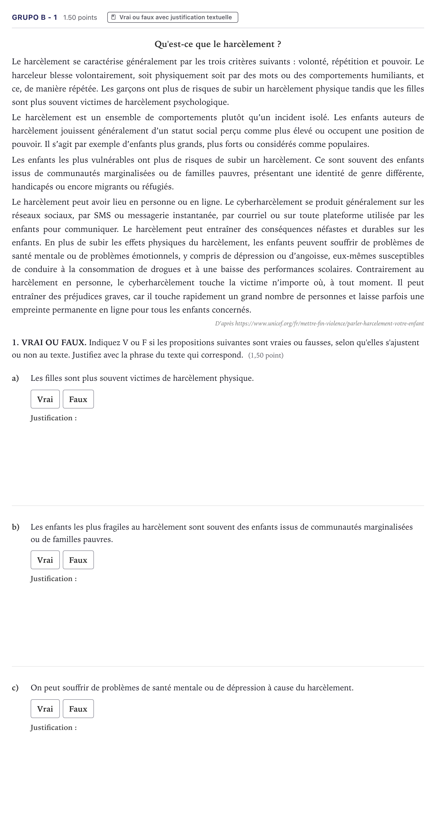 Enunciado: Ejercicio Grupo B - 1 · Francés PAU Canarias Julio (2) 2023