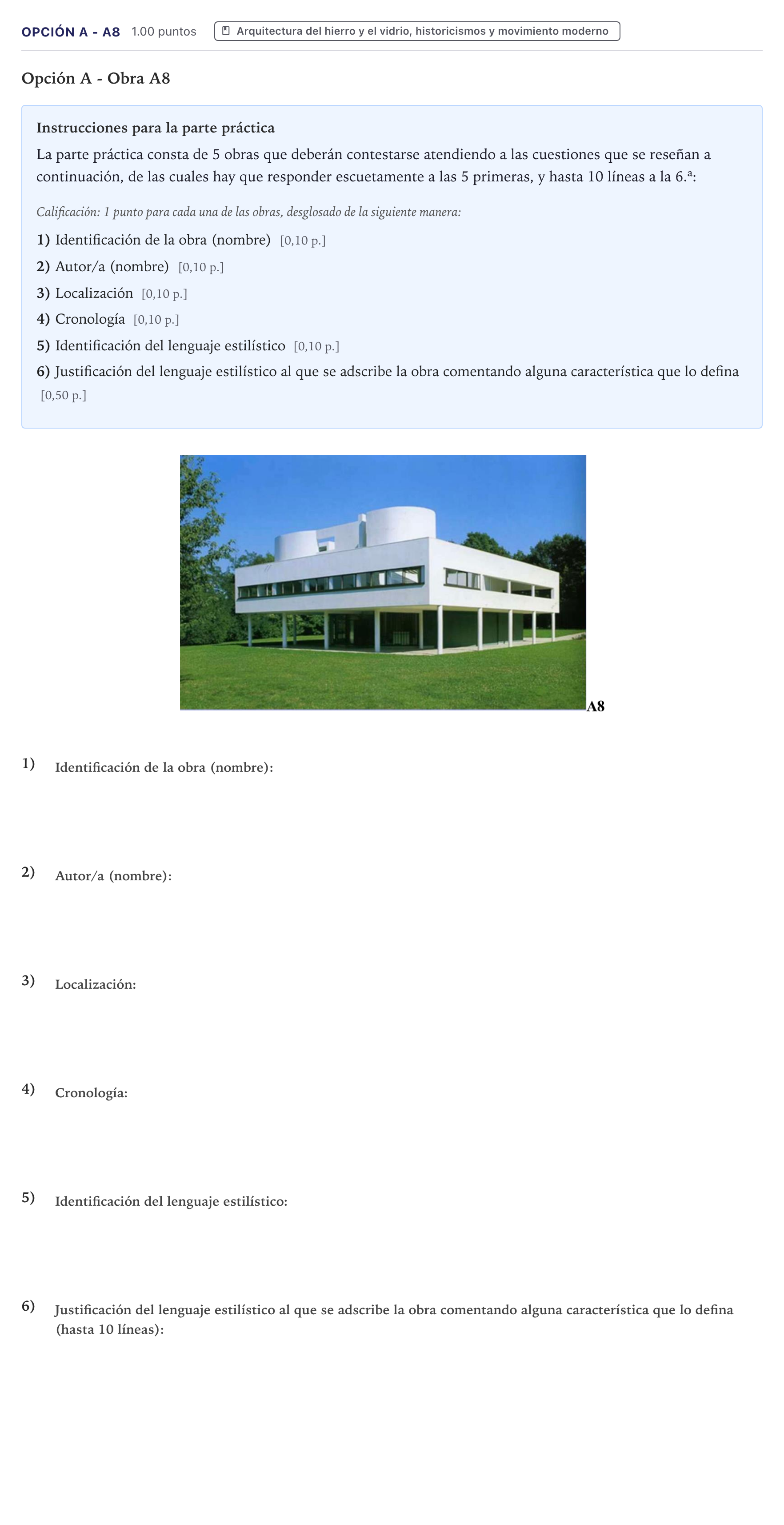 Enunciado: Opción A - A8 · Fundamentos Artísticos PAU Canarias Julio 2023