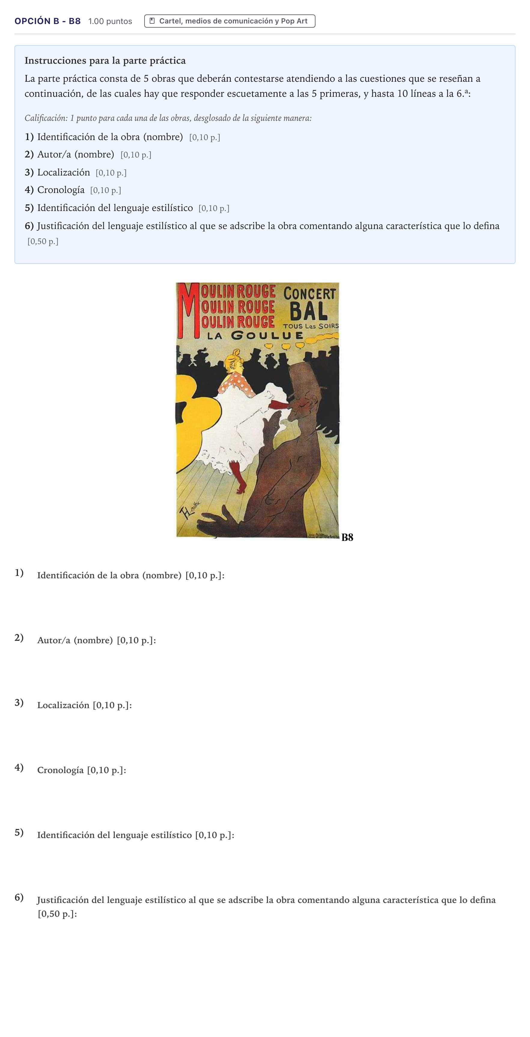 Enunciado: Opción B - B8 · Fundamentos Artísticos PAU Canarias Julio 2023
